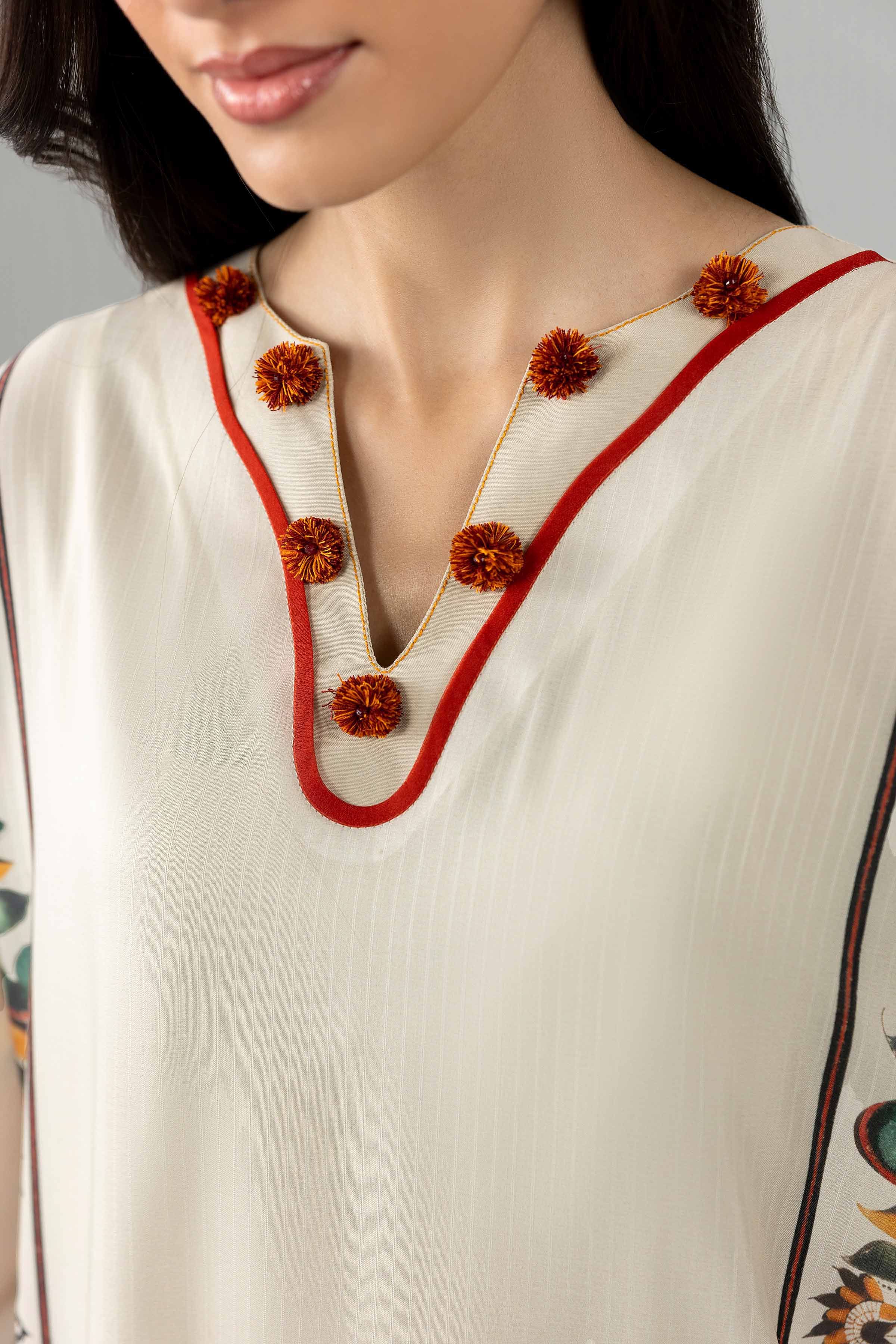 Nishat UK - Beige Printed Linen 2 Piece ready to wear Dress