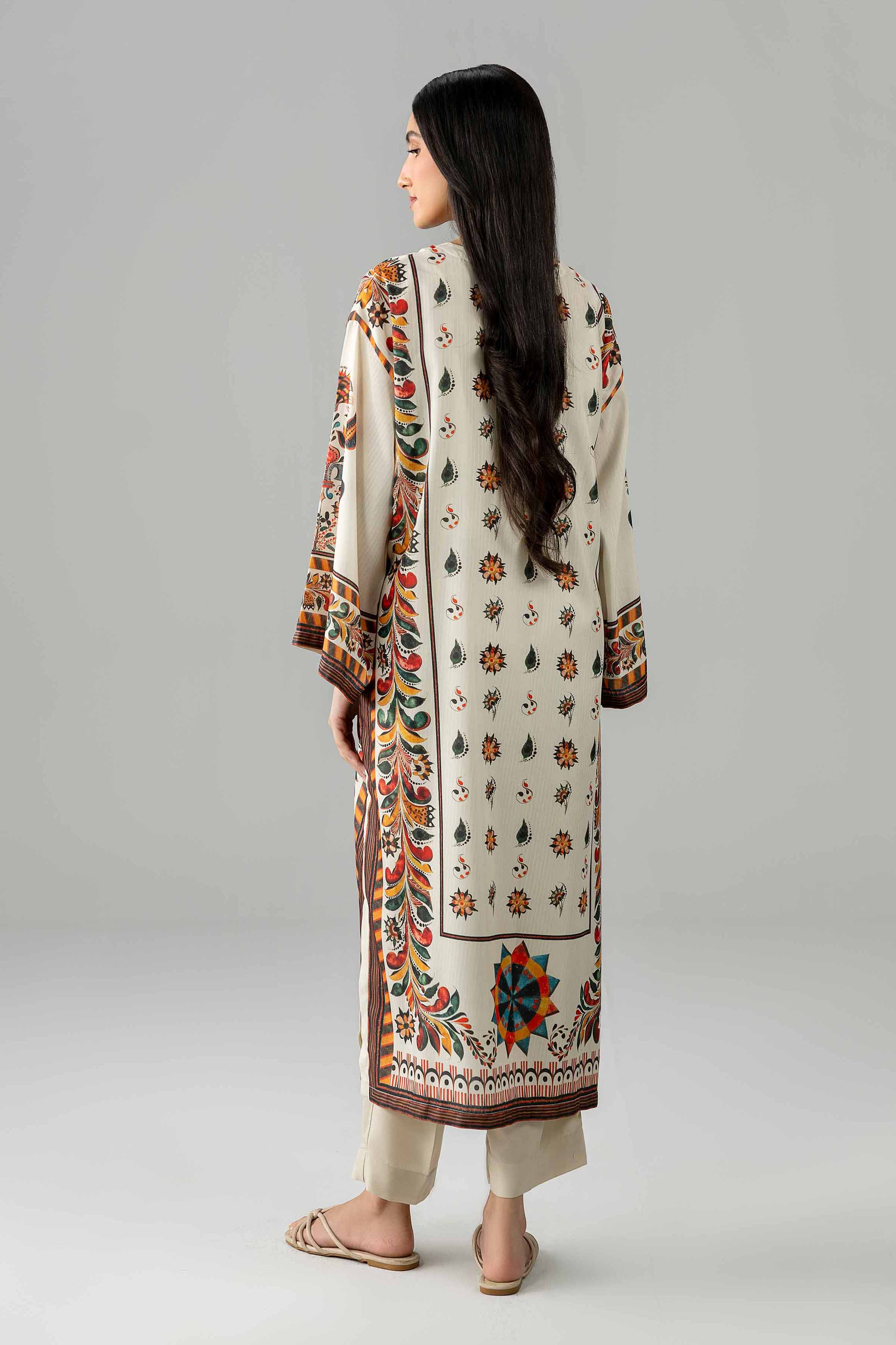 Nishat UK - Beige Printed Linen 2 Piece ready to wear Dress