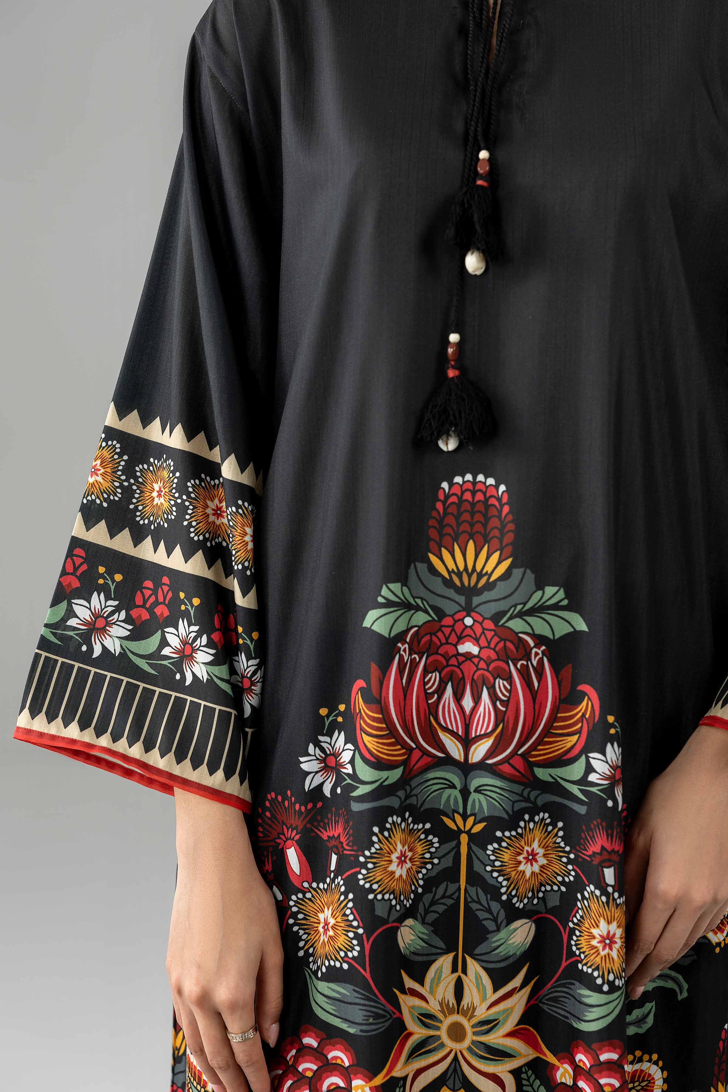 Nishat UK - Black Embroidered Linen 2 Piece ready to wear Dress