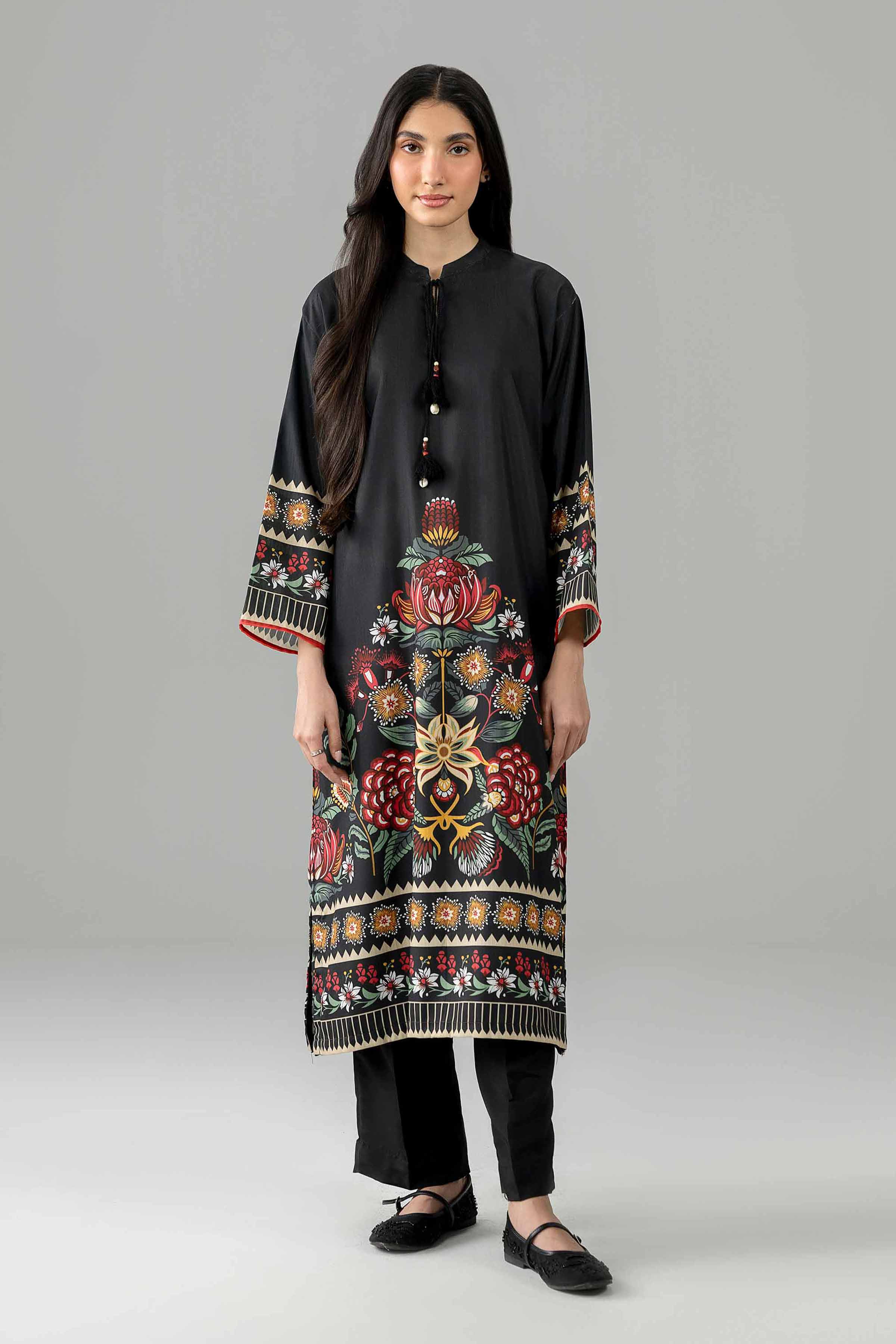 Nishat UK - Black Embroidered Linen 2 Piece ready to wear Dress