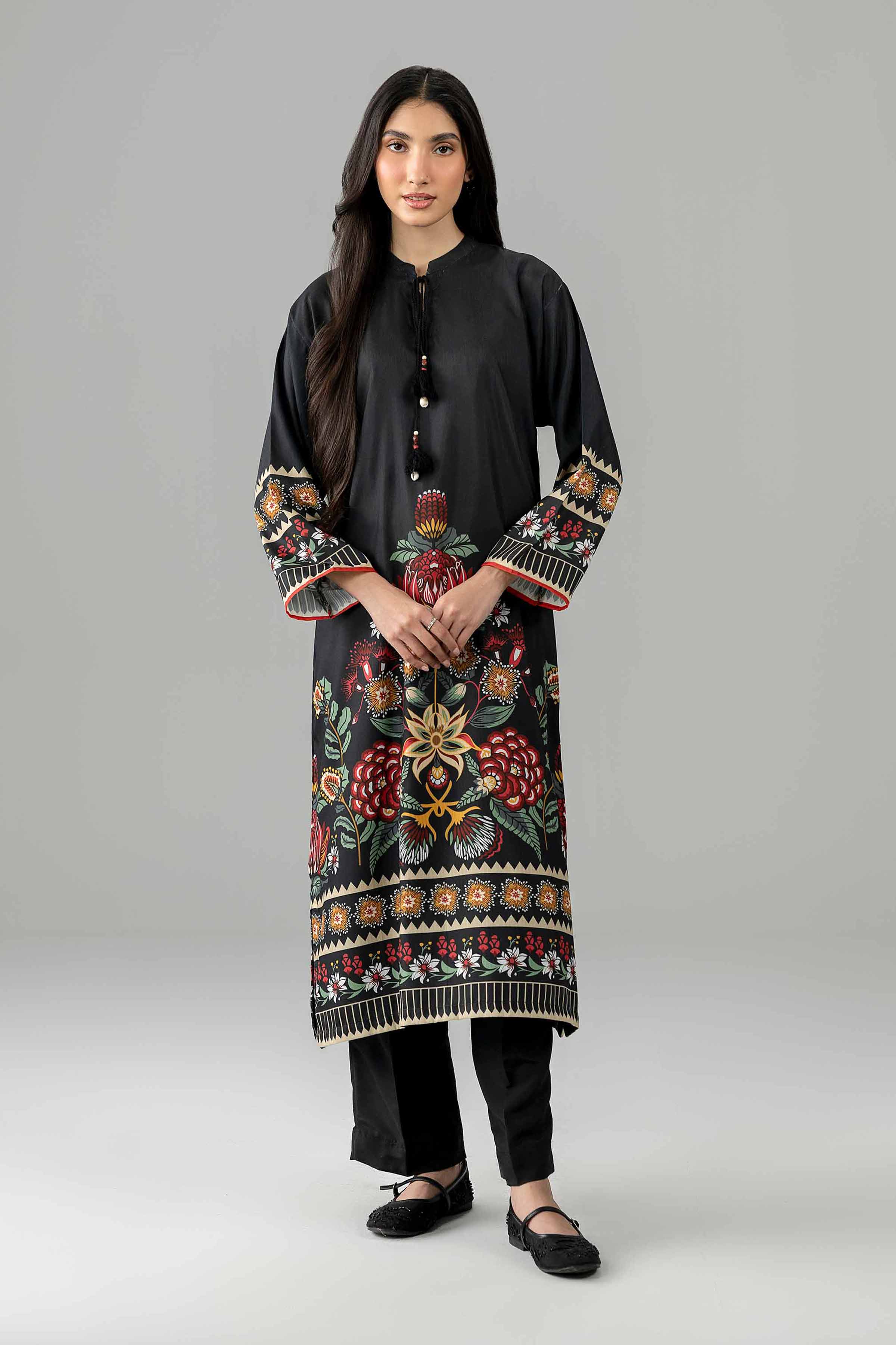 Nishat UK - Black Embroidered Linen 2 Piece ready to wear Dress