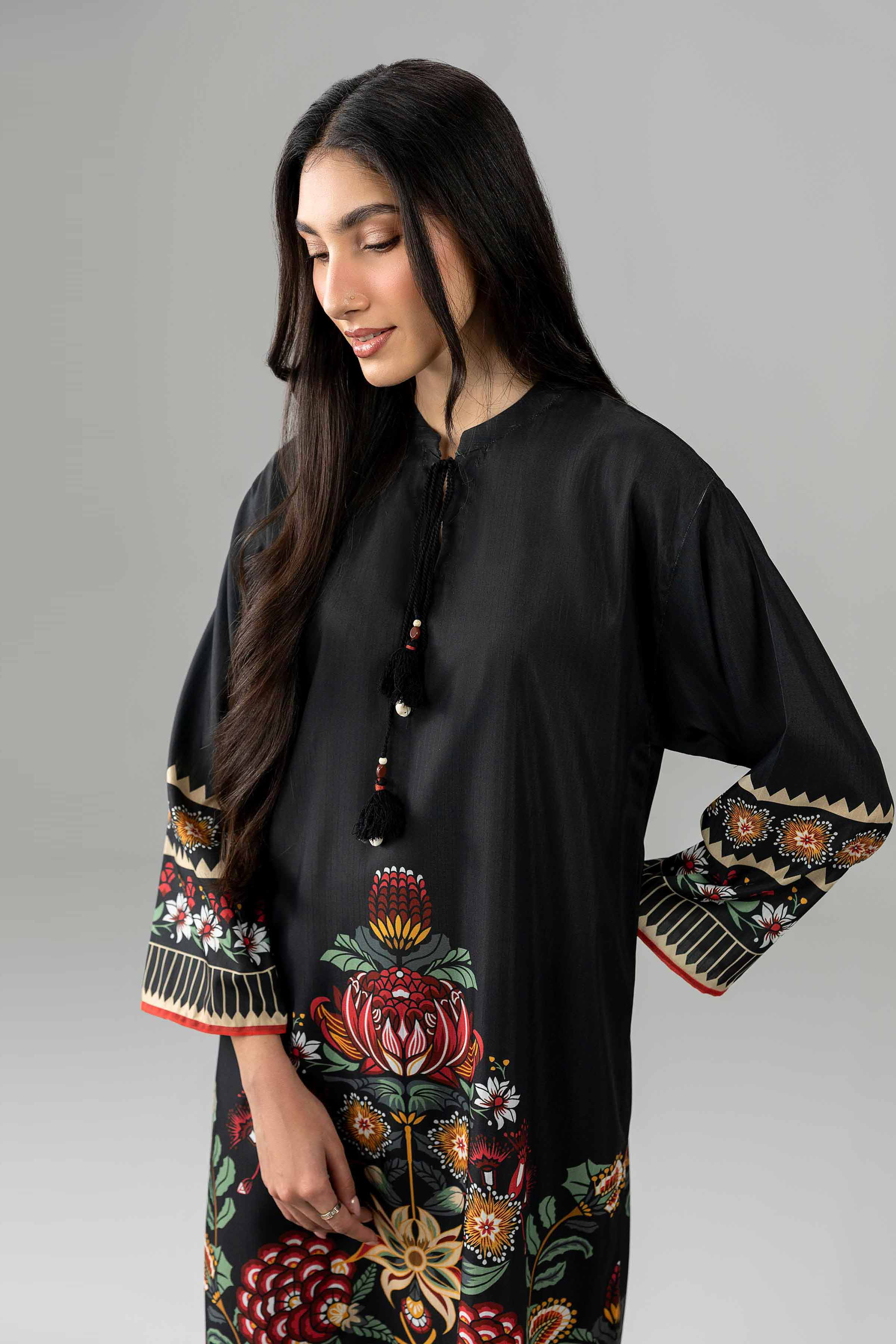 Nishat UK - Black Embroidered Linen 2 Piece ready to wear Dress