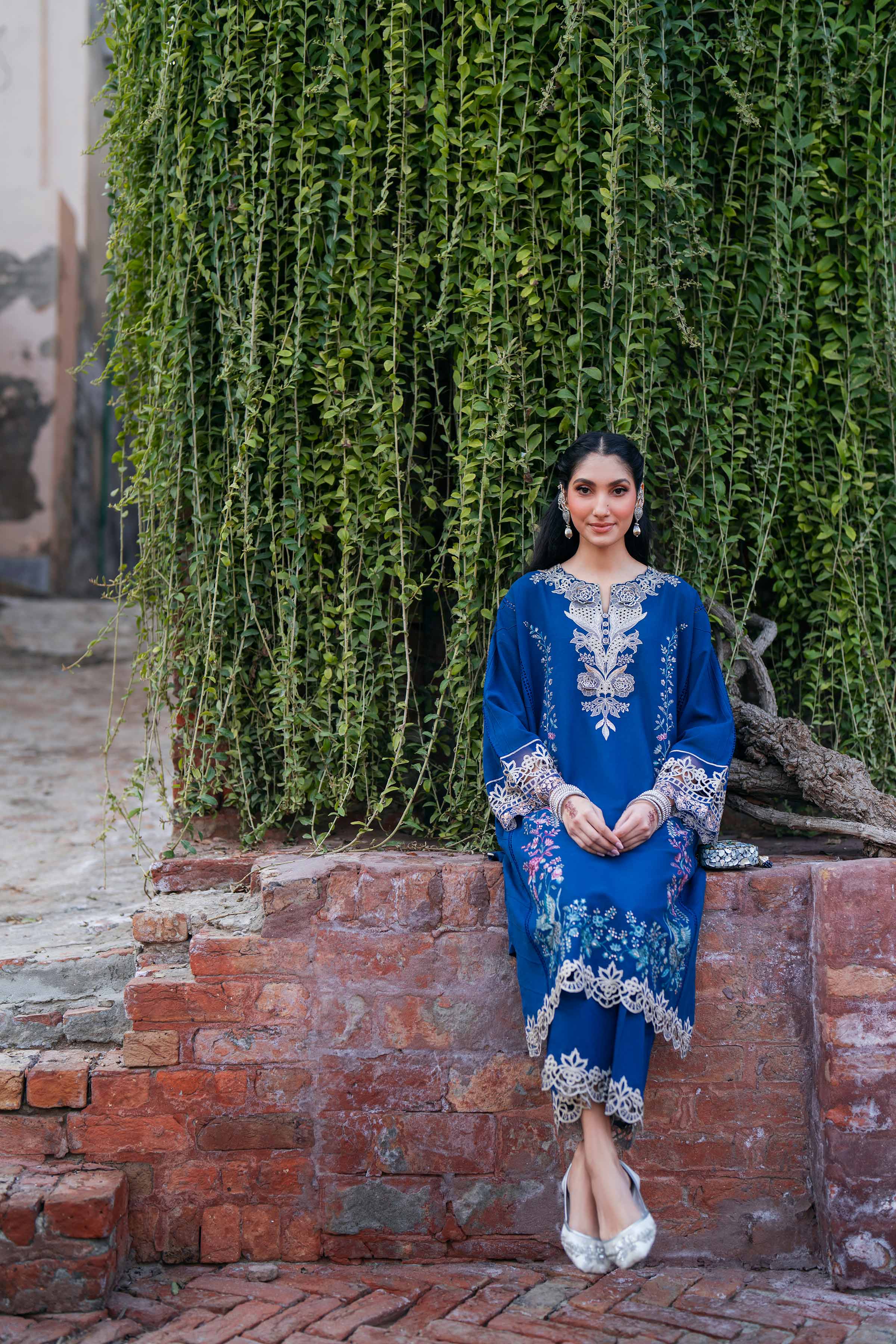 NishatUK - Blue Embroidered Linen 2-piece ready to wear Dress