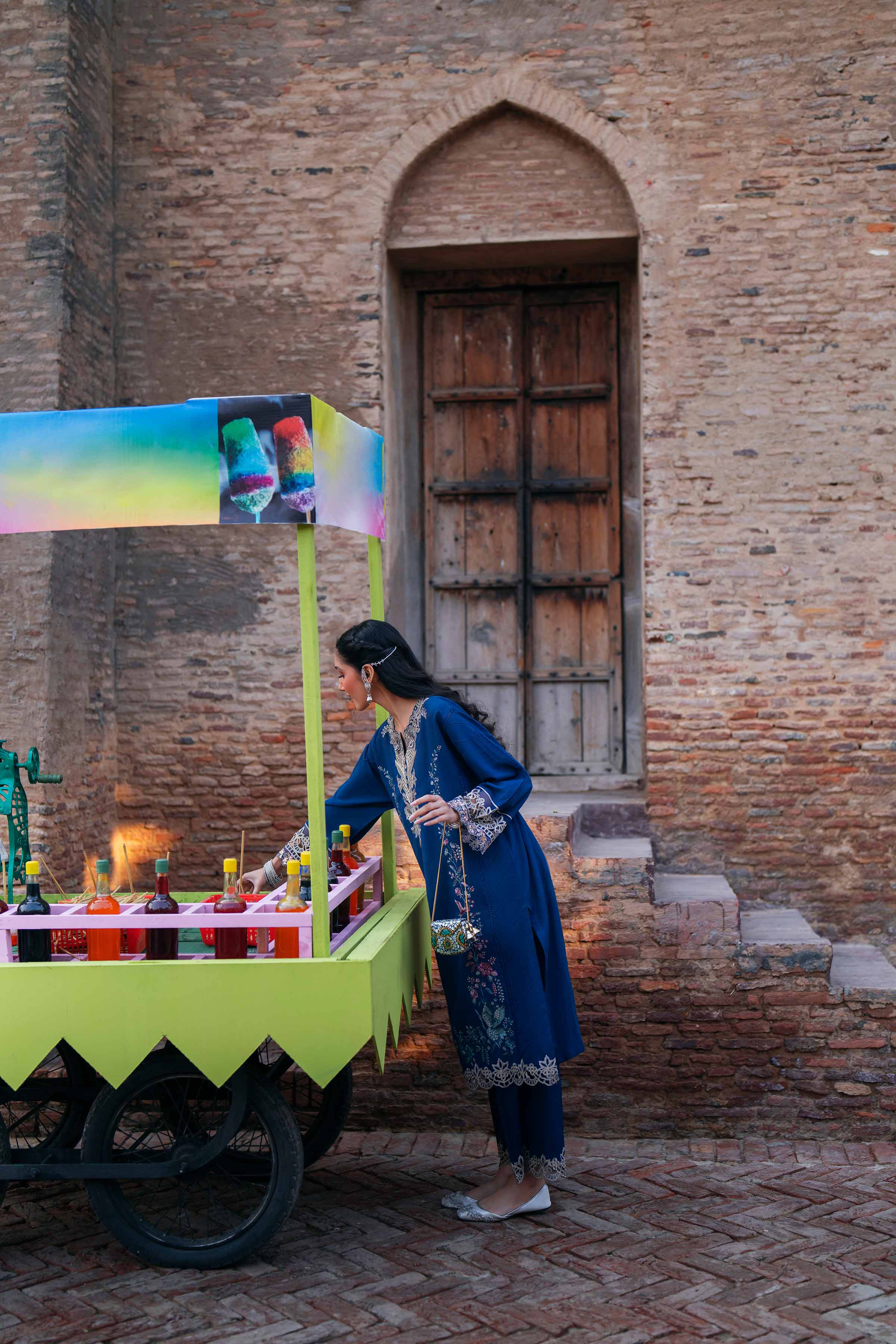 NishatUK - Blue Embroidered Linen 2-piece ready to wear Dress