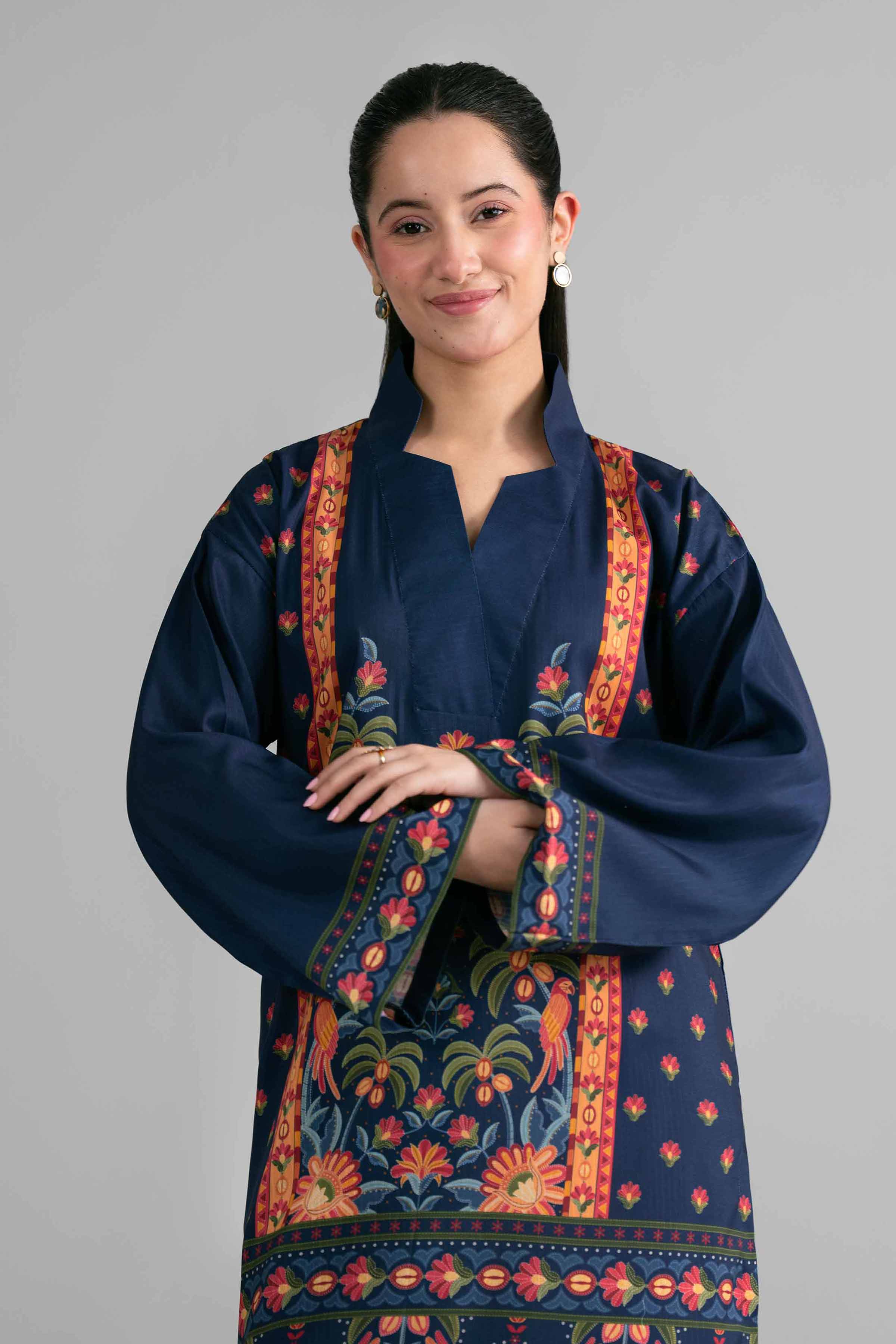 Nishat UK - Blue Printed Linen 2-piece ready to wear Dress