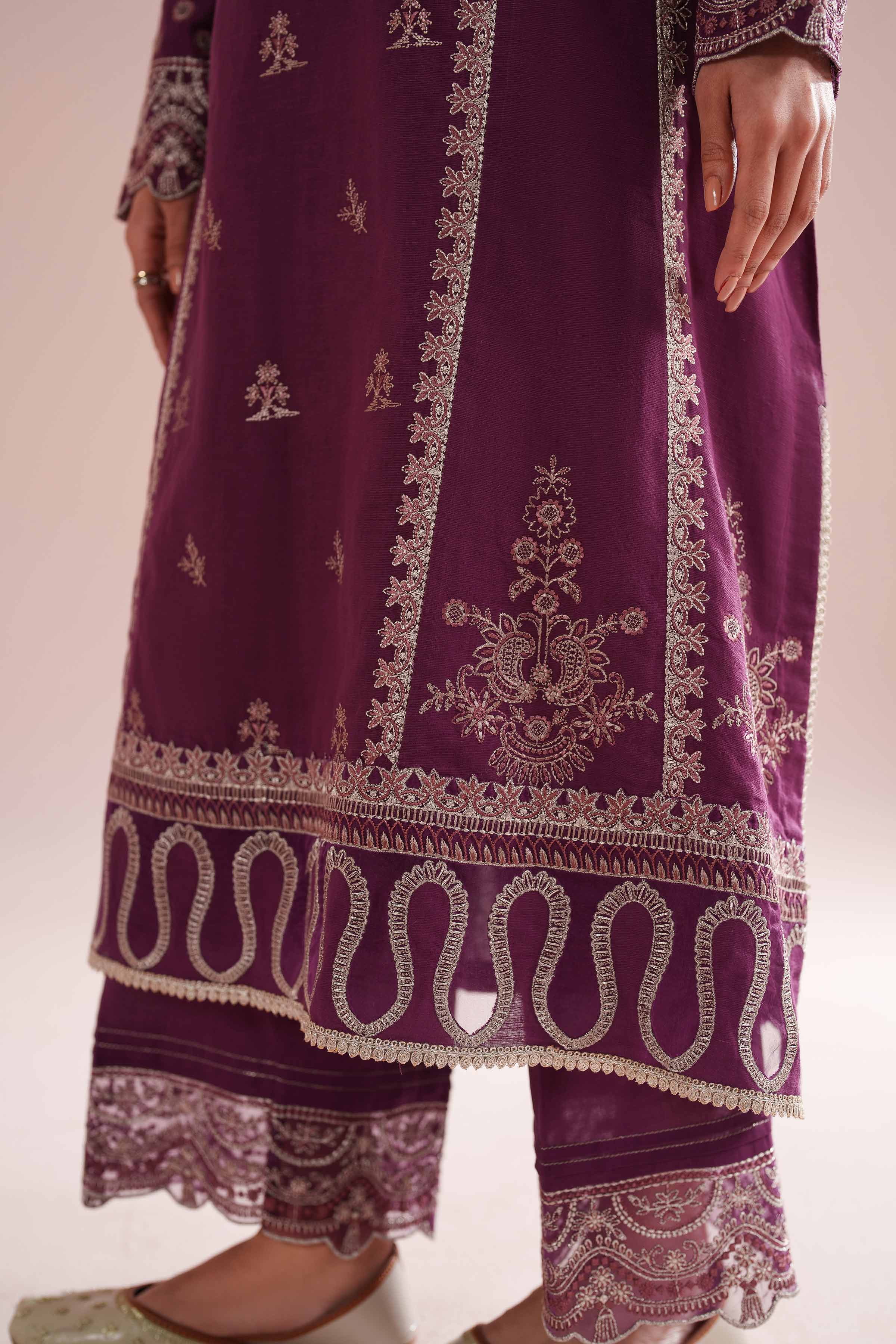 NishatUK - Purple Embroidered Linen 2-piece ready to wear Dress