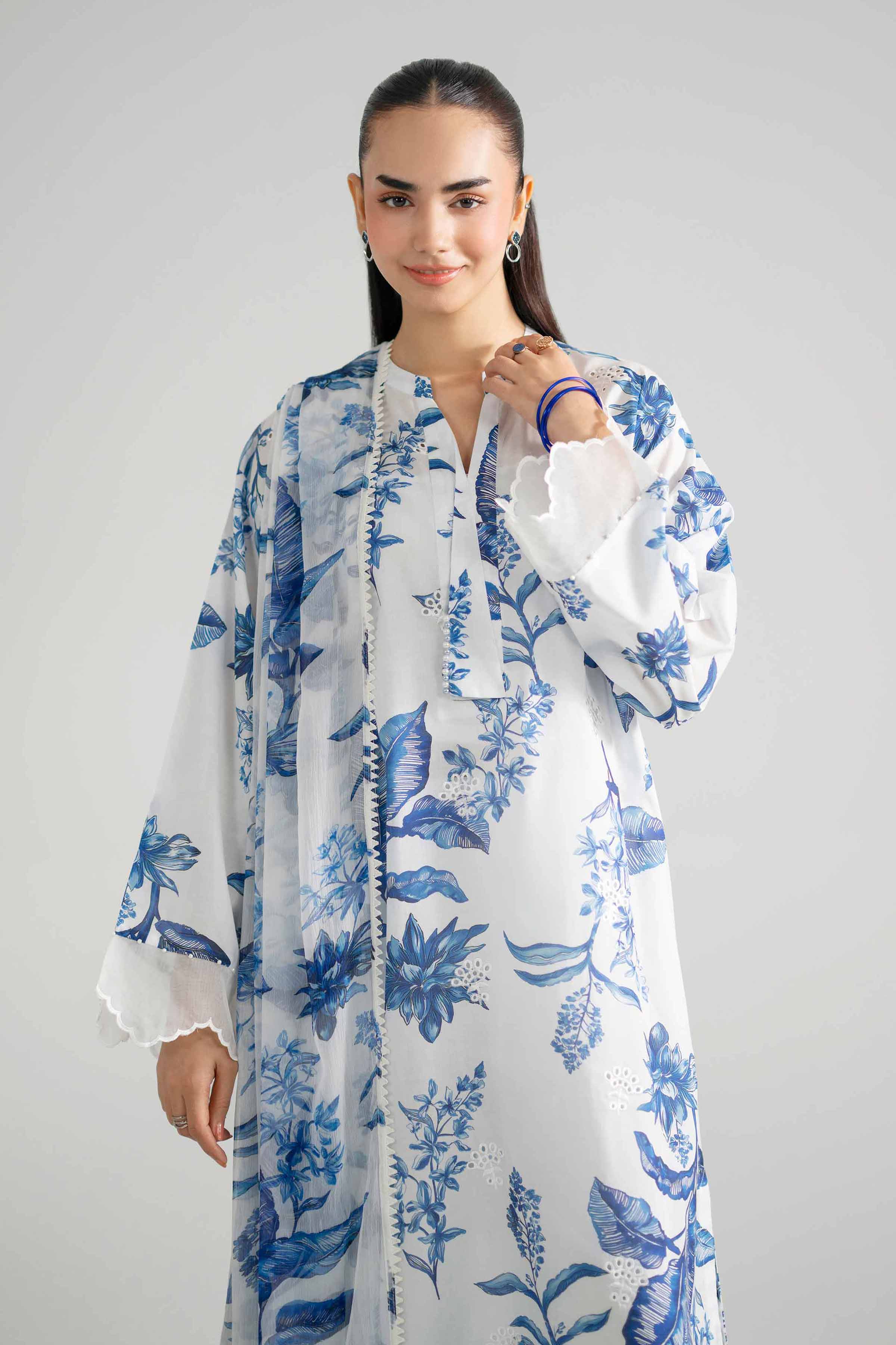 Nishat UK - White Embroidered Lawn 3-piece ready to wear Suit