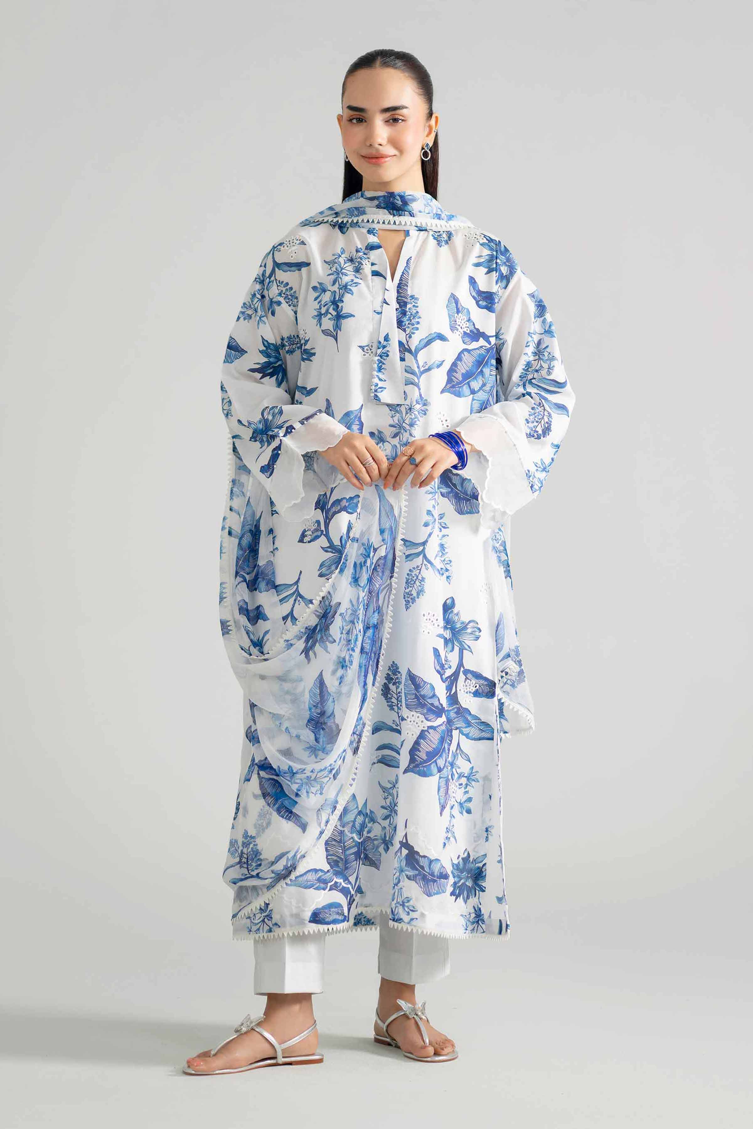 Nishat UK - White Embroidered Lawn 3-piece ready to wear Suit