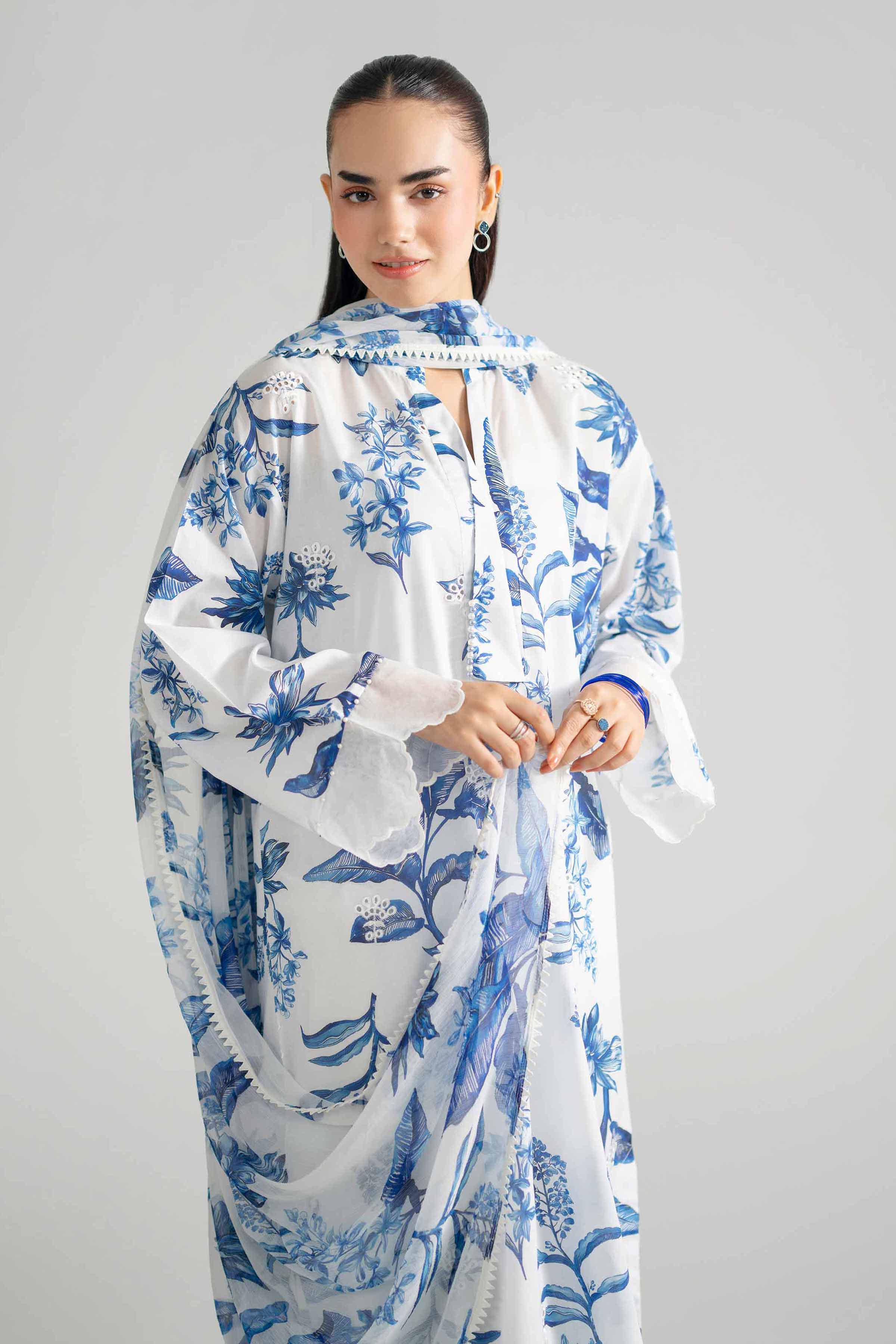 Nishat UK - White Embroidered Lawn 3-piece ready to wear Suit
