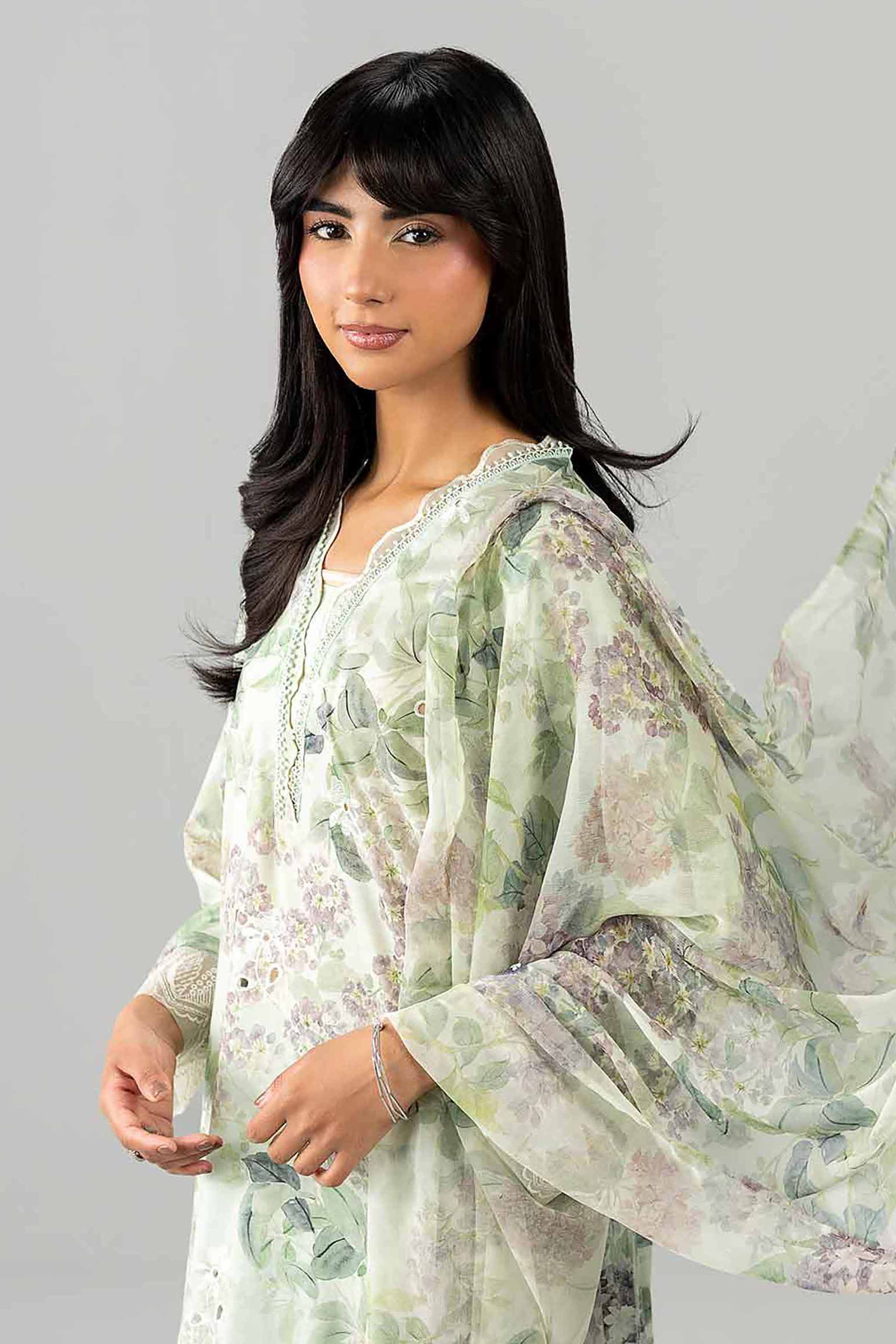 Nishat UK - Green Embroidered Lawn 3-piece ready to wear Suit