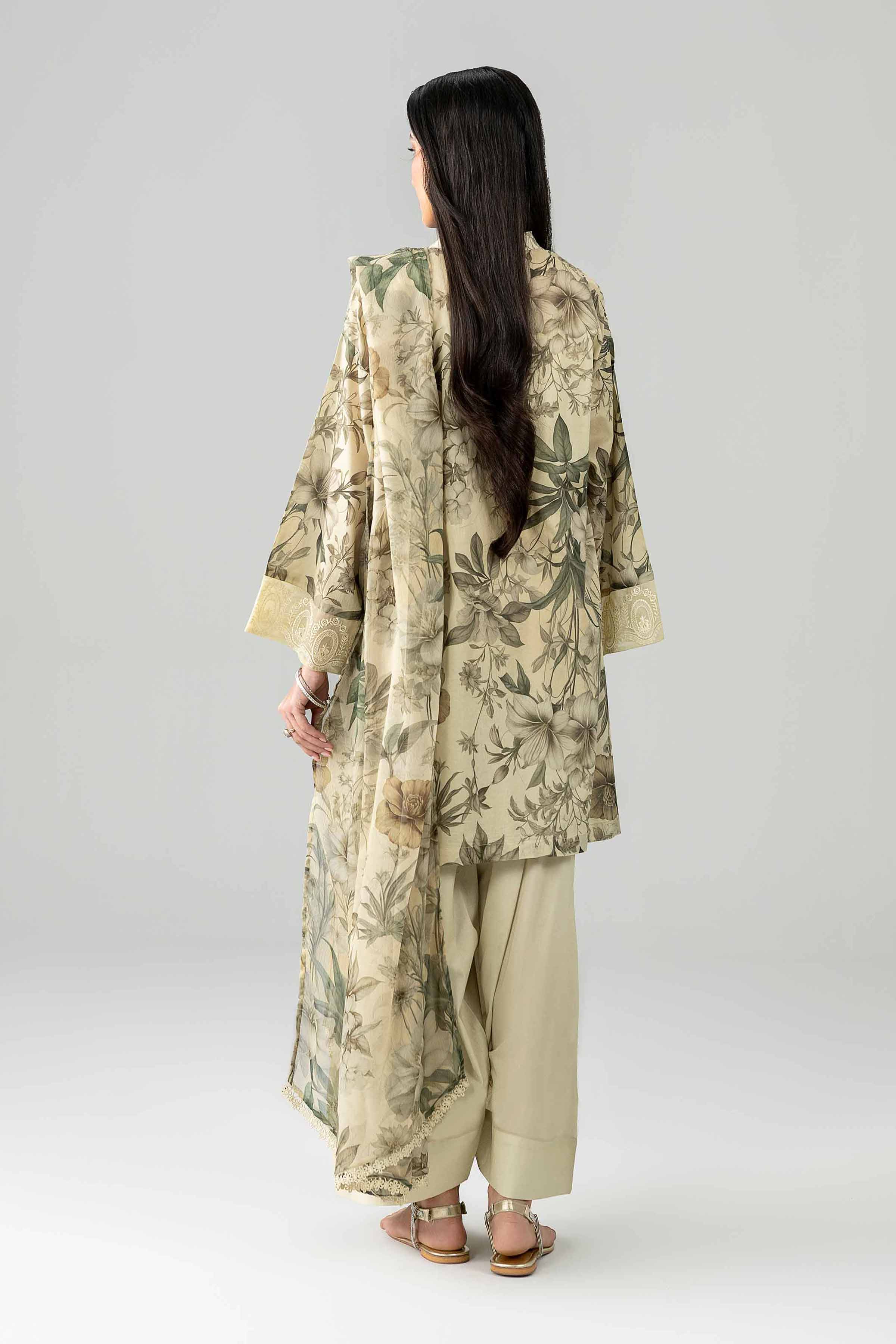 Nishat UK - Beige Embroidered Lawn 3-piece ready to wear Suit