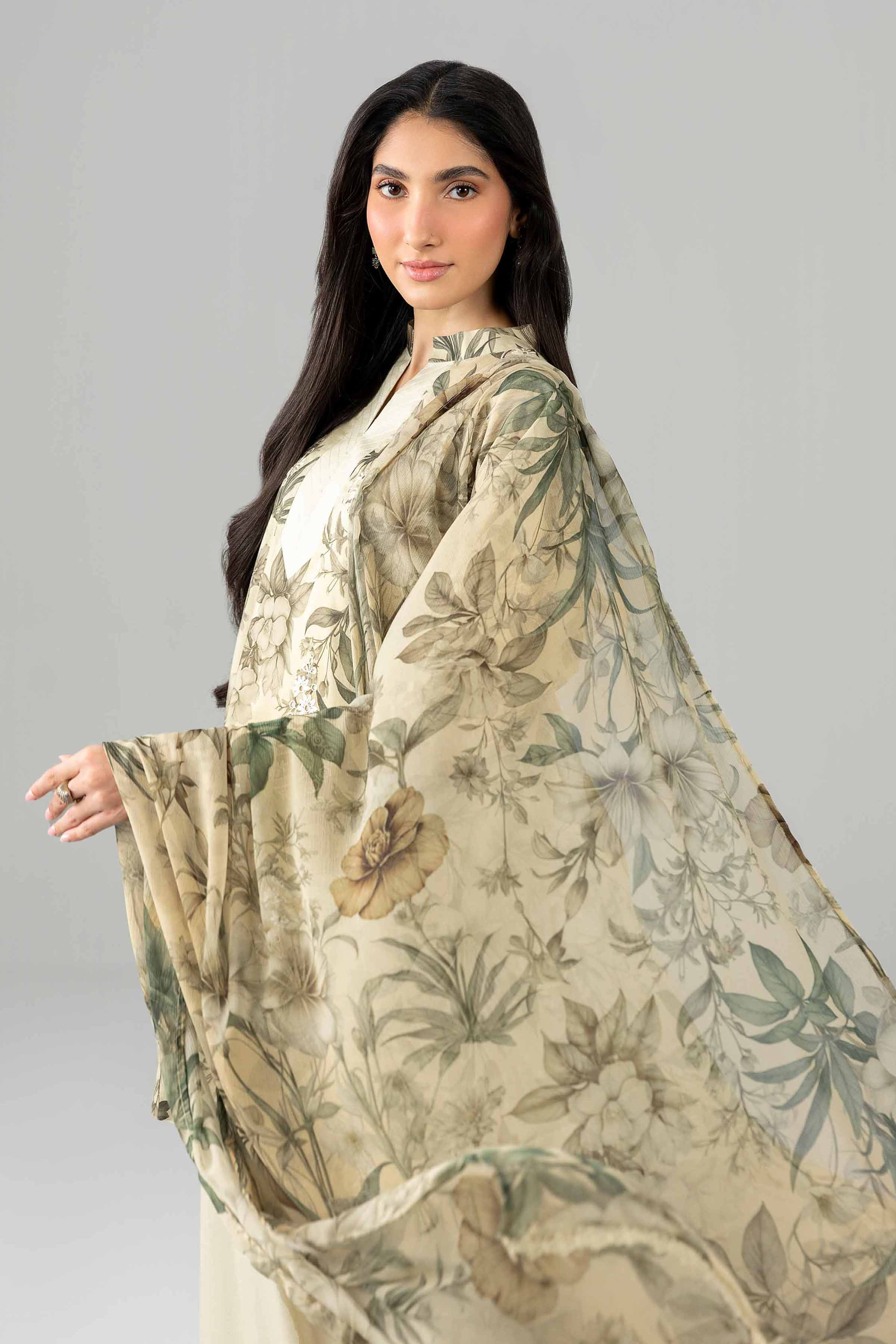 Nishat UK - Beige Embroidered Lawn 3-piece ready to wear Suit