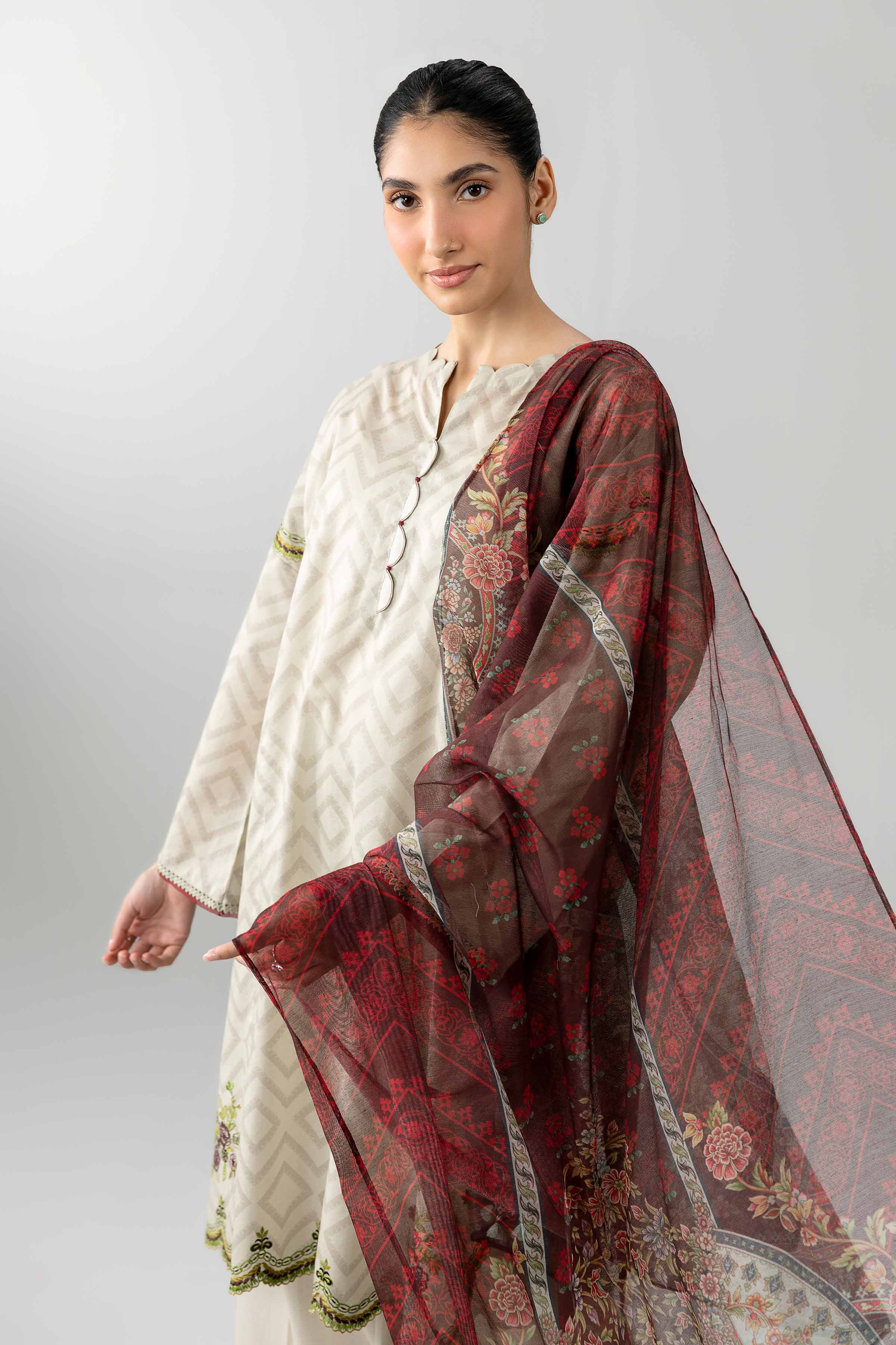 Nishat UK - Green Embroidered Lawn 3-piece ready to wear Suit