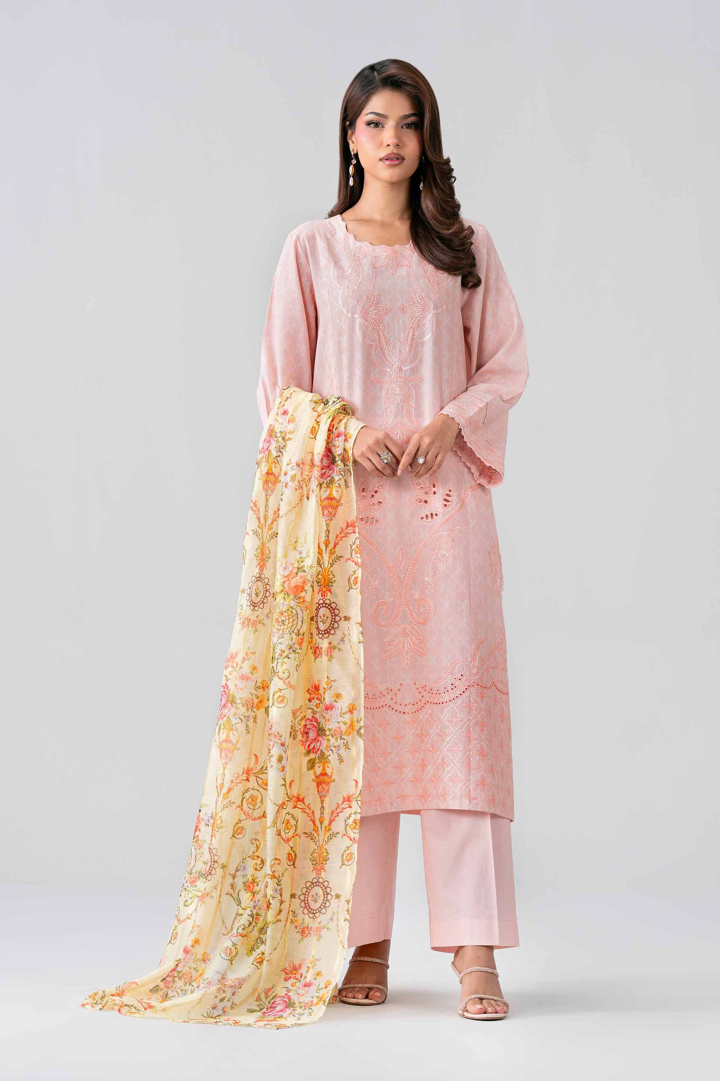 Nishat UK - Pink Embroidered Jacquard 3 Pieces ready to wear Suit