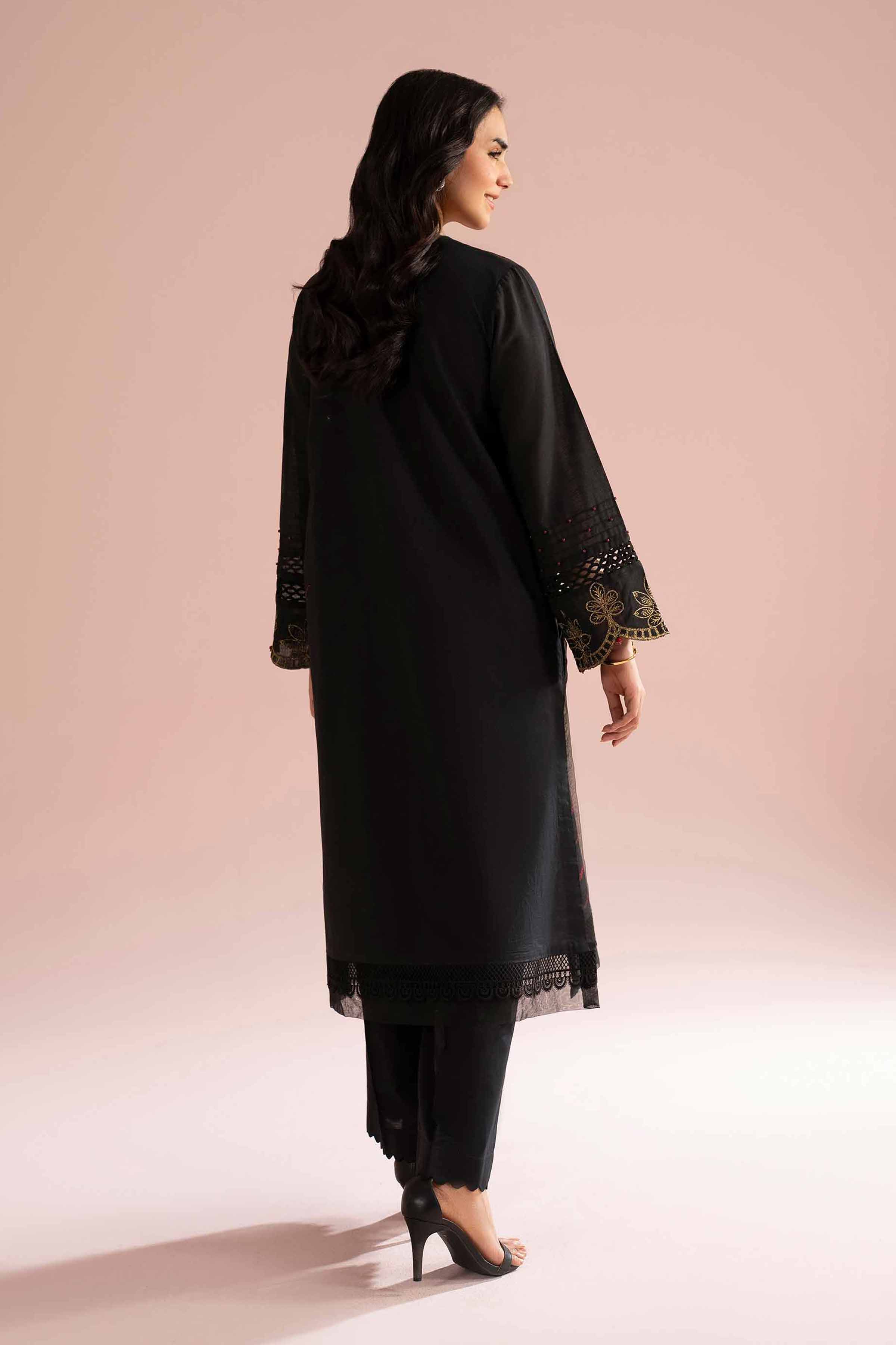 NishatUK - Black Embroidered Linen 2-piece ready to wear Dress
