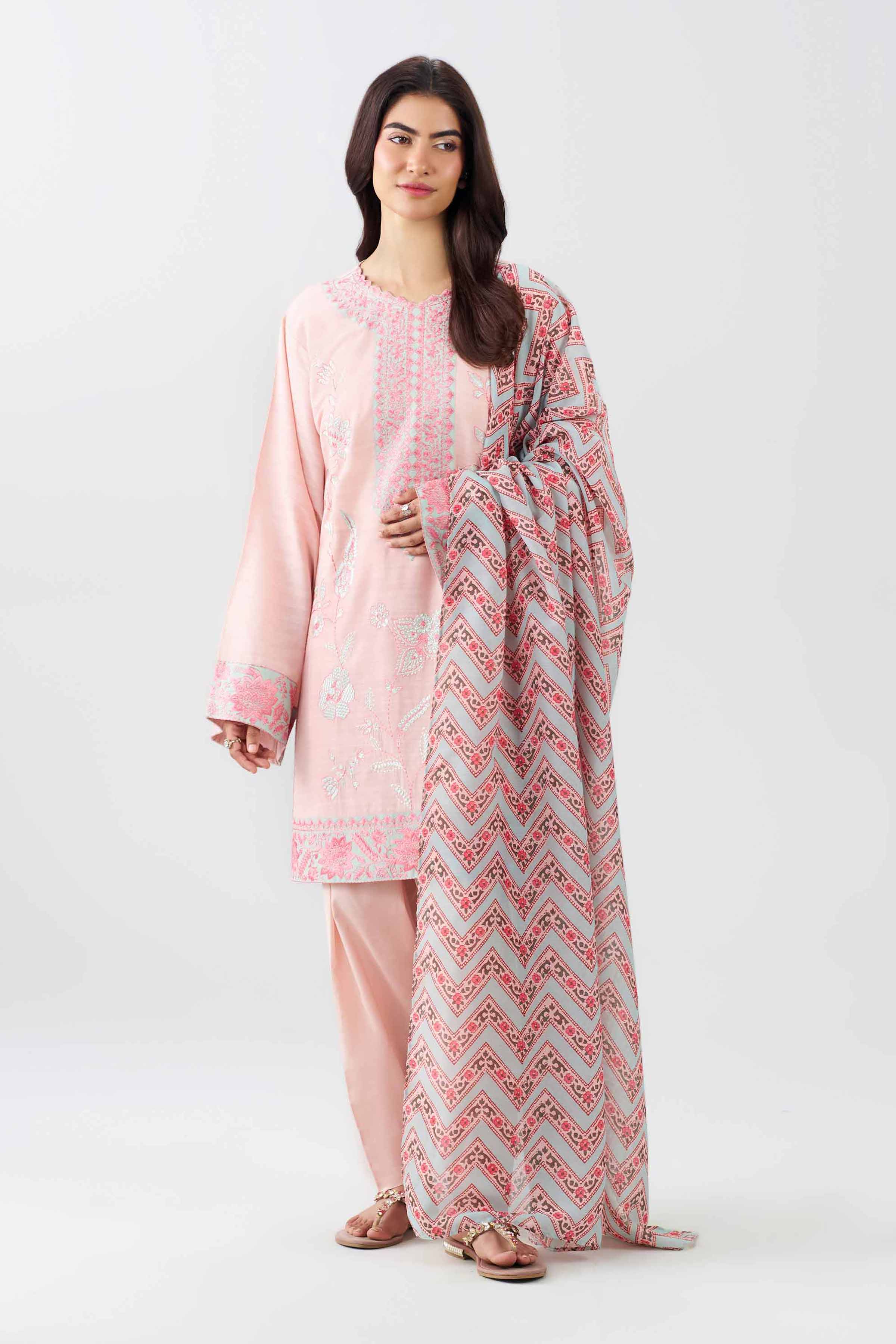 Nishat UK - Pink Embroidered Jacquard 3 Pieces ready to wear Suit