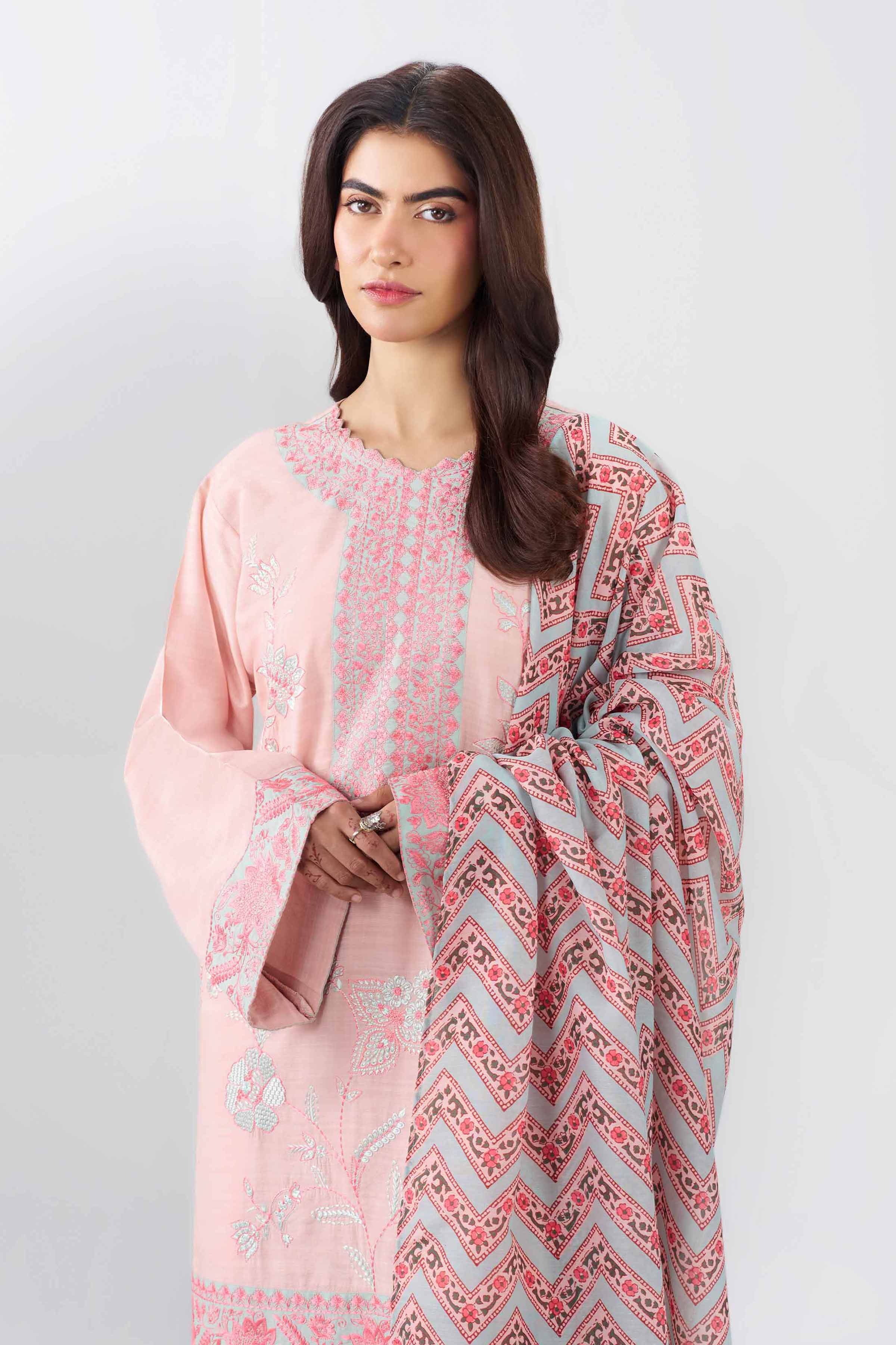 Nishat UK - Pink Embroidered Jacquard 3 Pieces ready to wear Suit