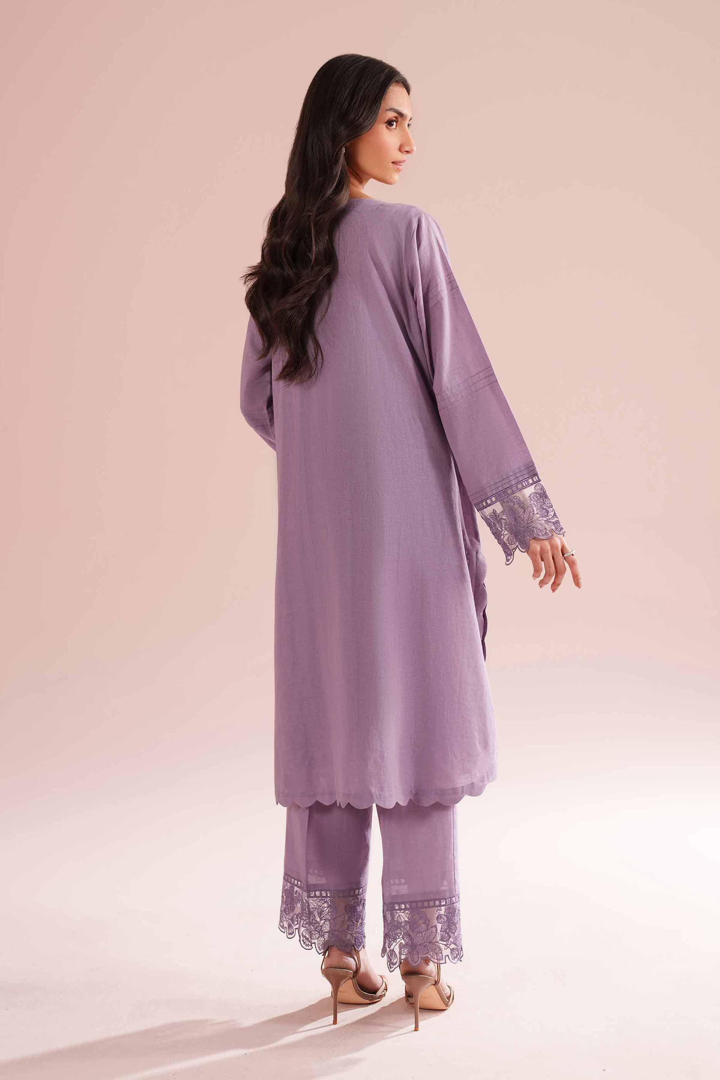 NishatUK - Purple Embroidered Linen 2-piece ready to wear Dress