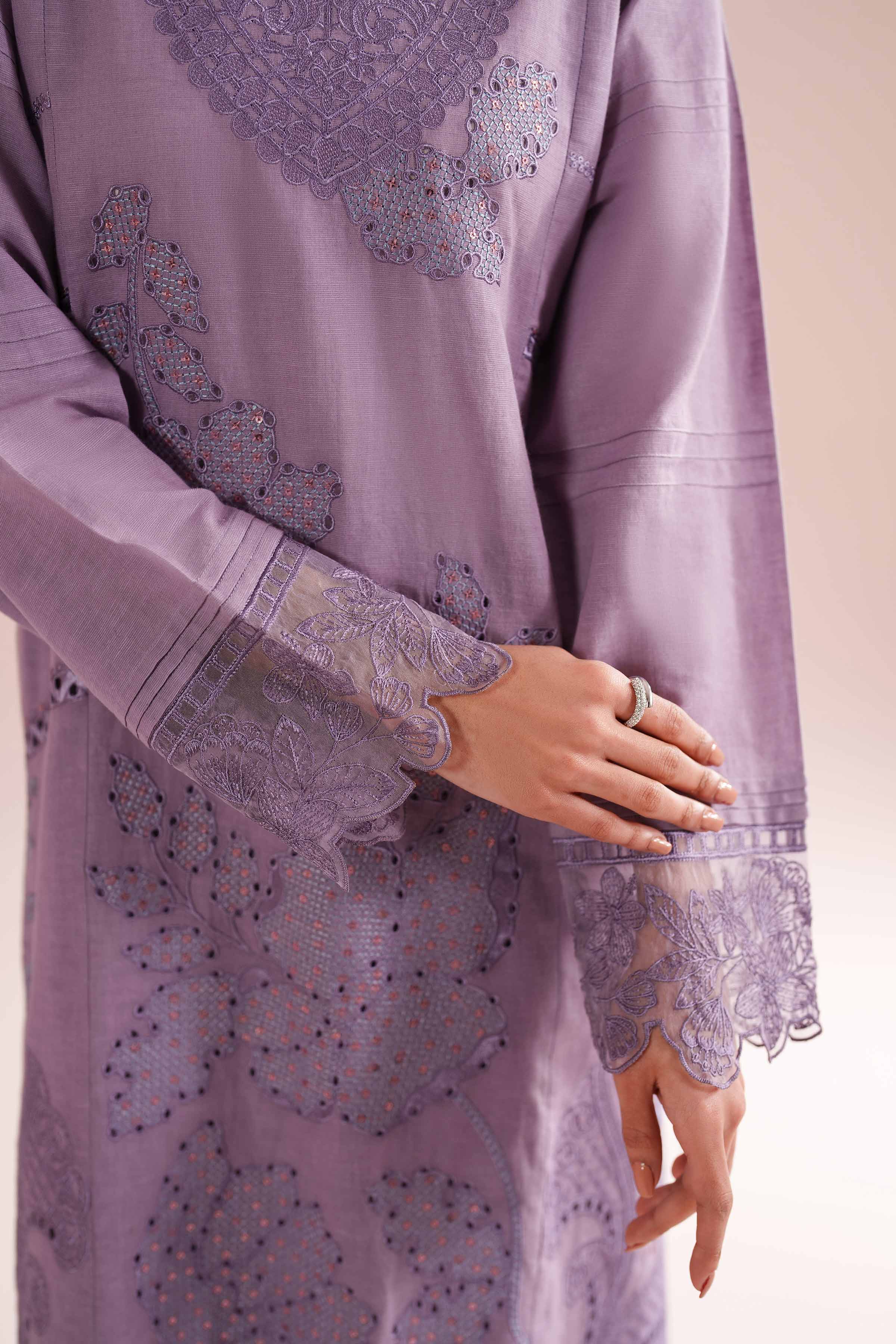NishatUK - Purple Embroidered Linen 2-piece ready to wear Dress