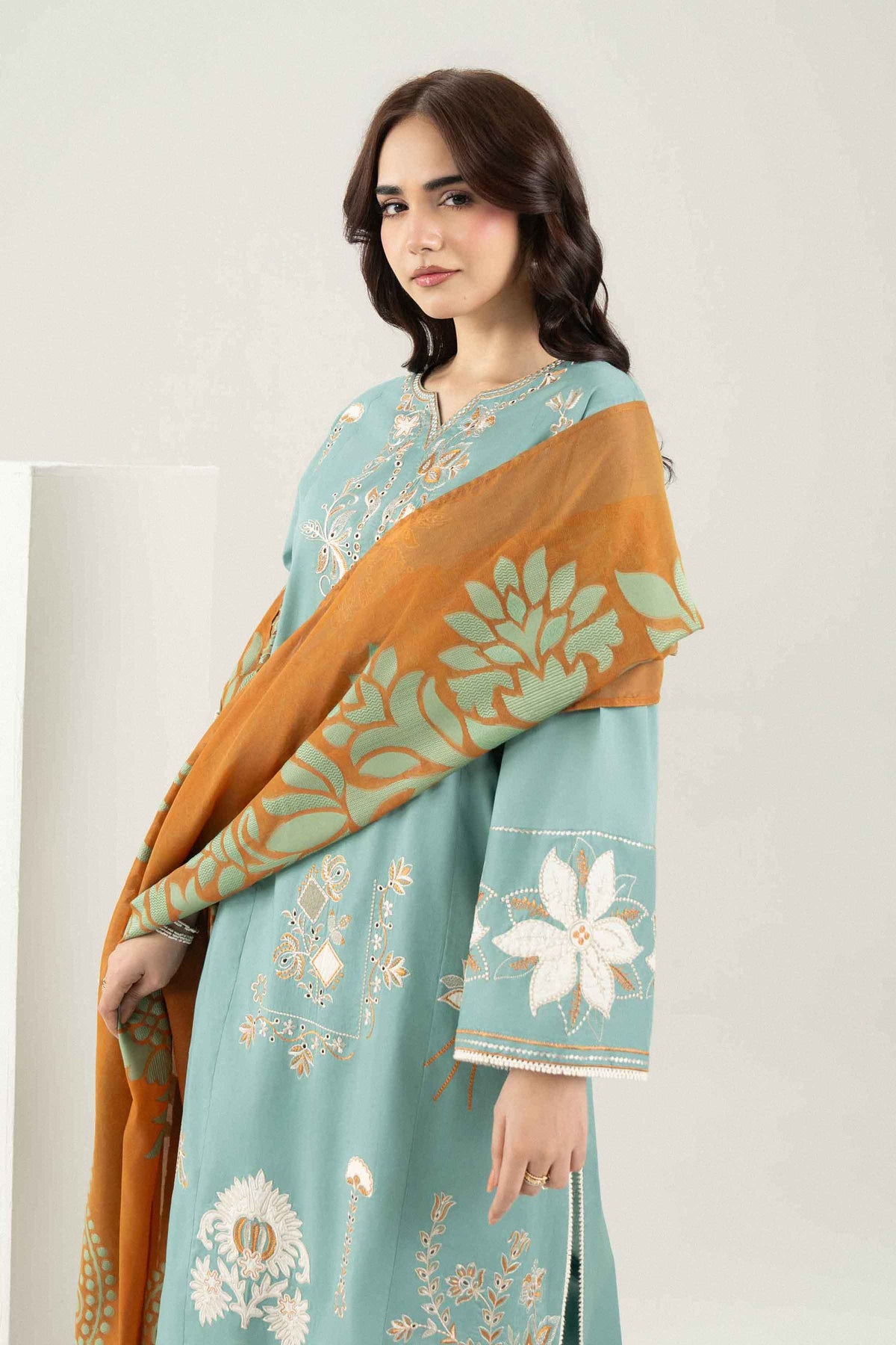 Nishat UK - Blue Embroidered Cambric 3 Pieces ready to wear Suit