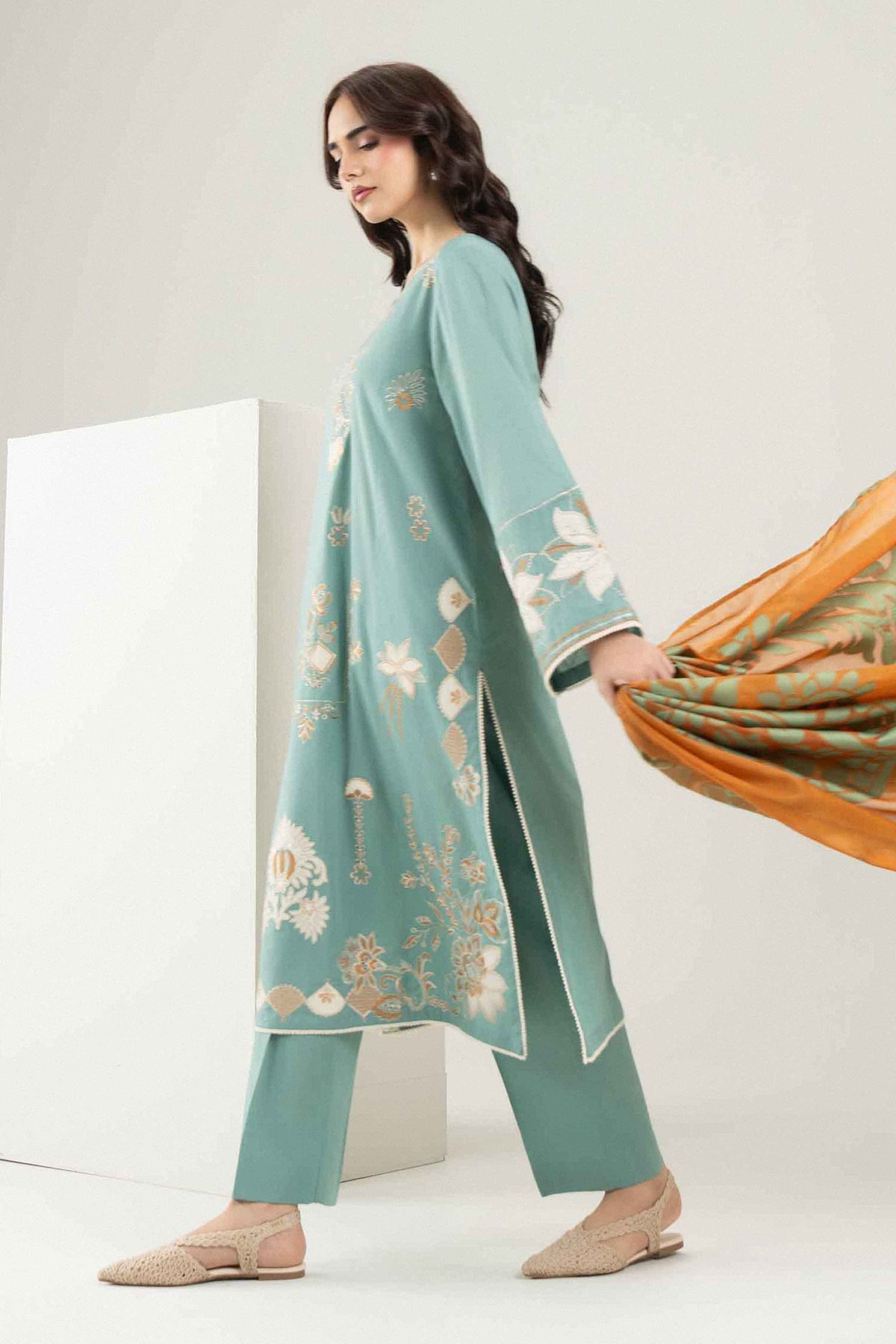 Nishat UK - Blue Embroidered Cambric 3 Pieces ready to wear Suit