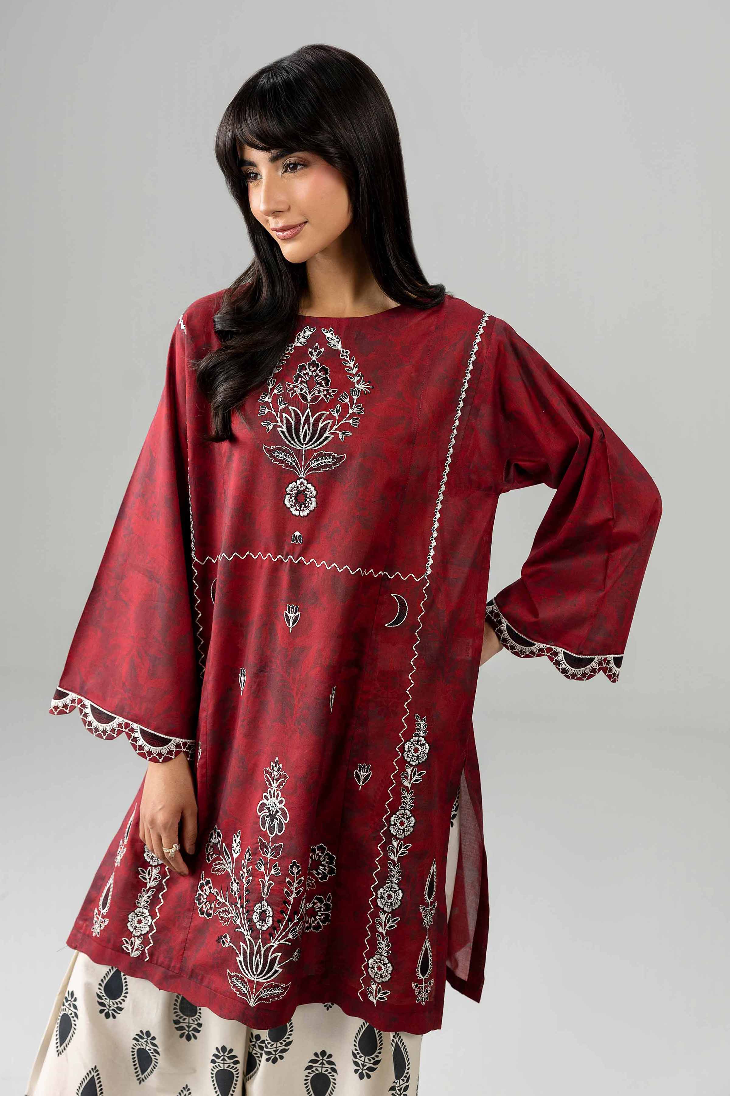 Nishat UK - Red Embroidered Lawn 2 Pieces Ready To Wear Dress