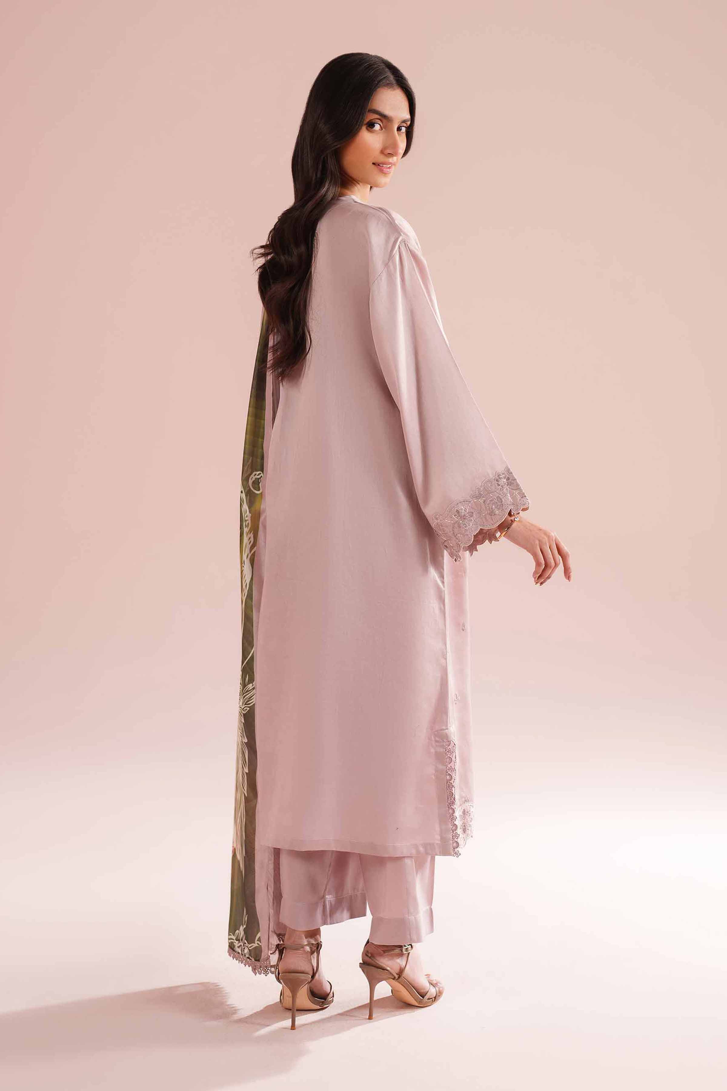 NishatUK - Pink Embroidered Sateen 3-piece ready to wear Suit