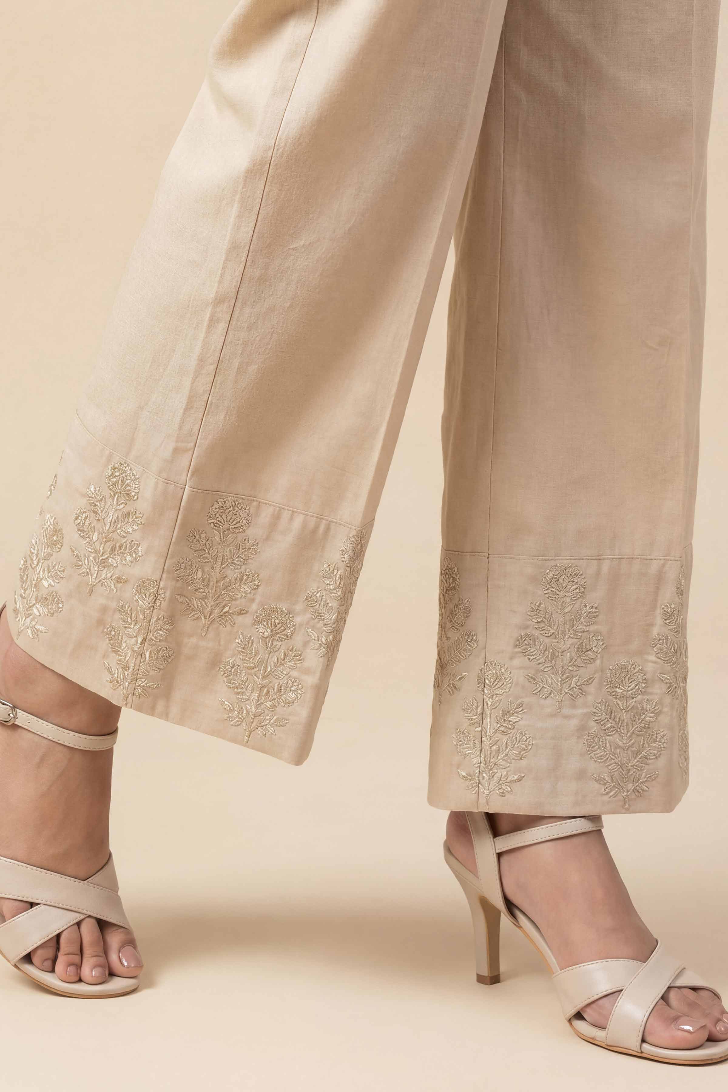 NishatUK - Beige Embroidered Cambric 1-piece ready to wear trouser