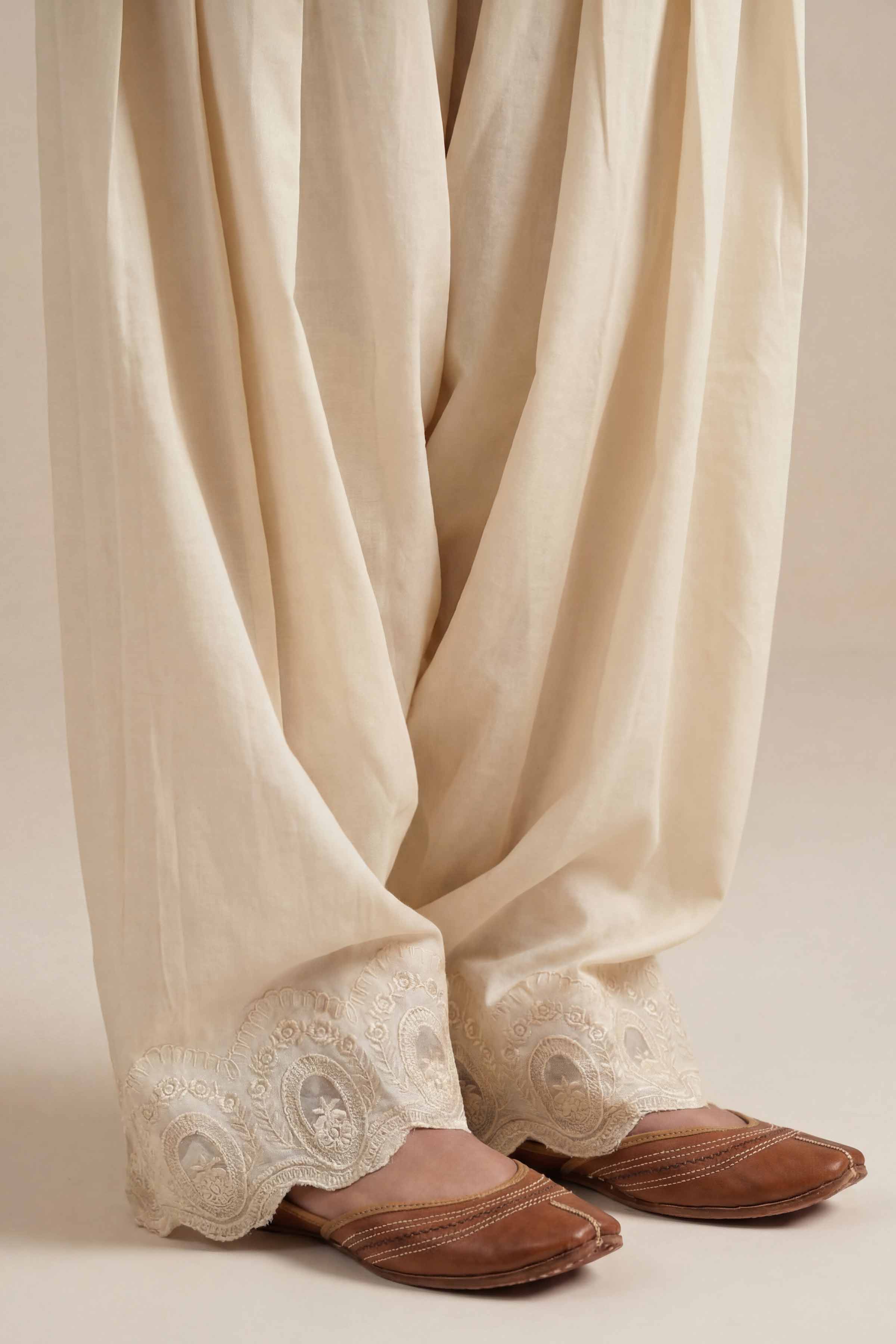 NishatUK - Off White Embroidered Cambric 1-piece ready to wear shalwar