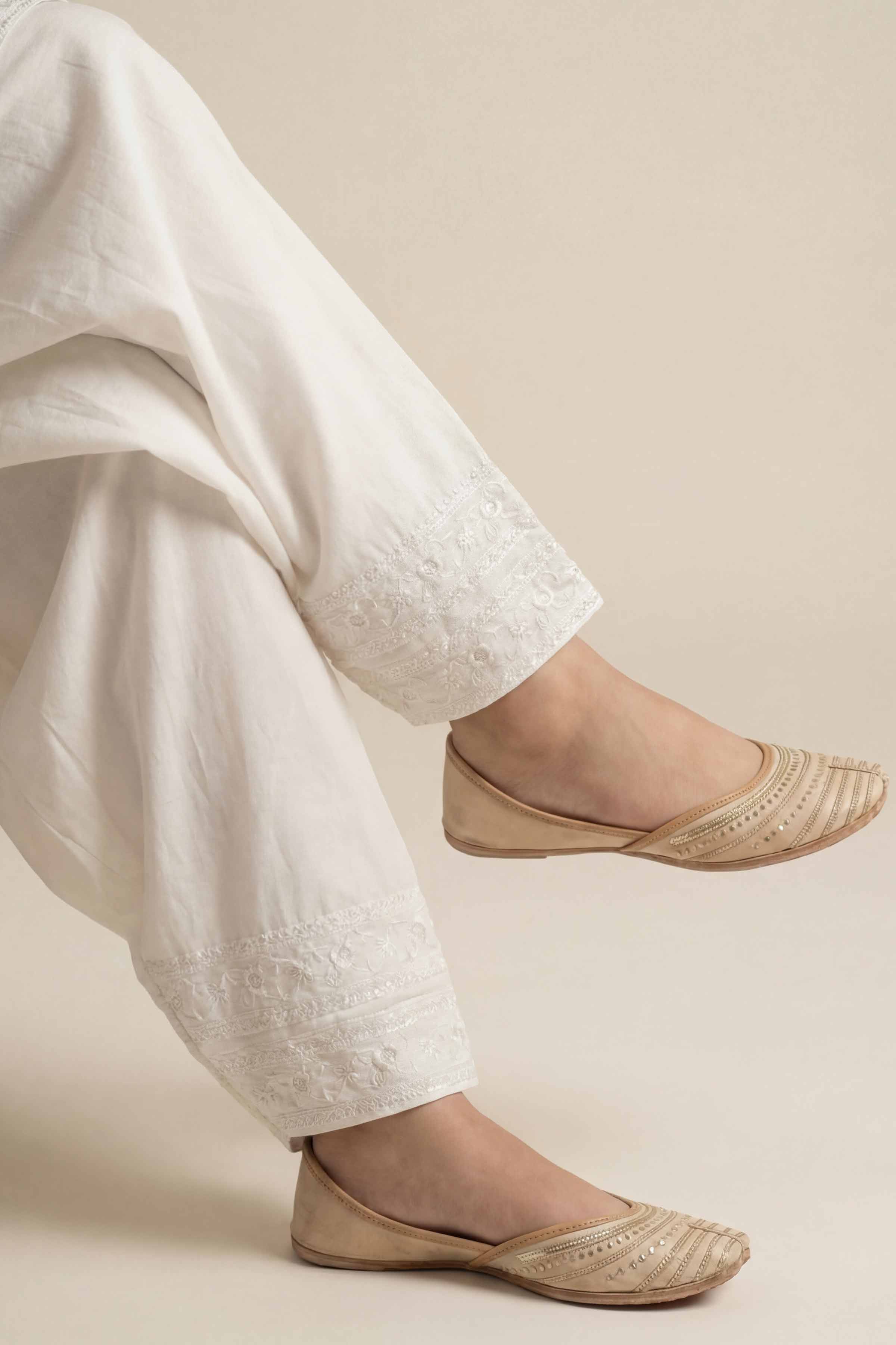 NishatUK - White Embroidered Cambric 1-piece ready to wear shalwar