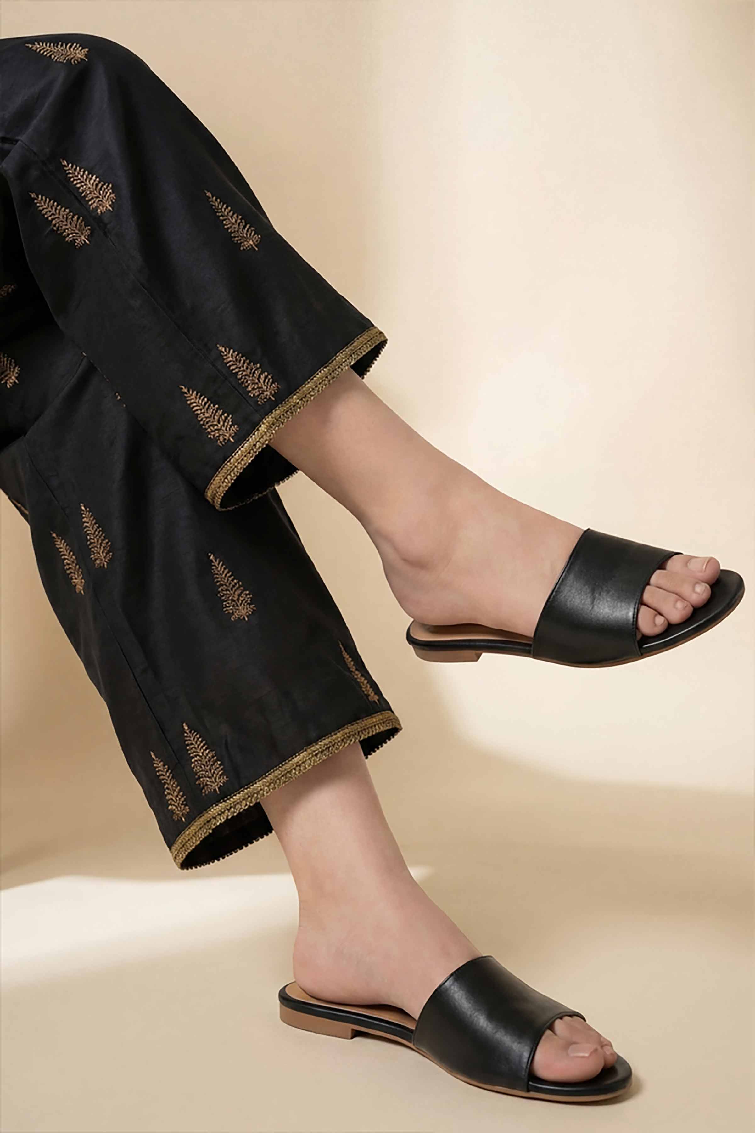 NishatUK - Black Embroidered Cambric 1-piece ready to wear Trouser