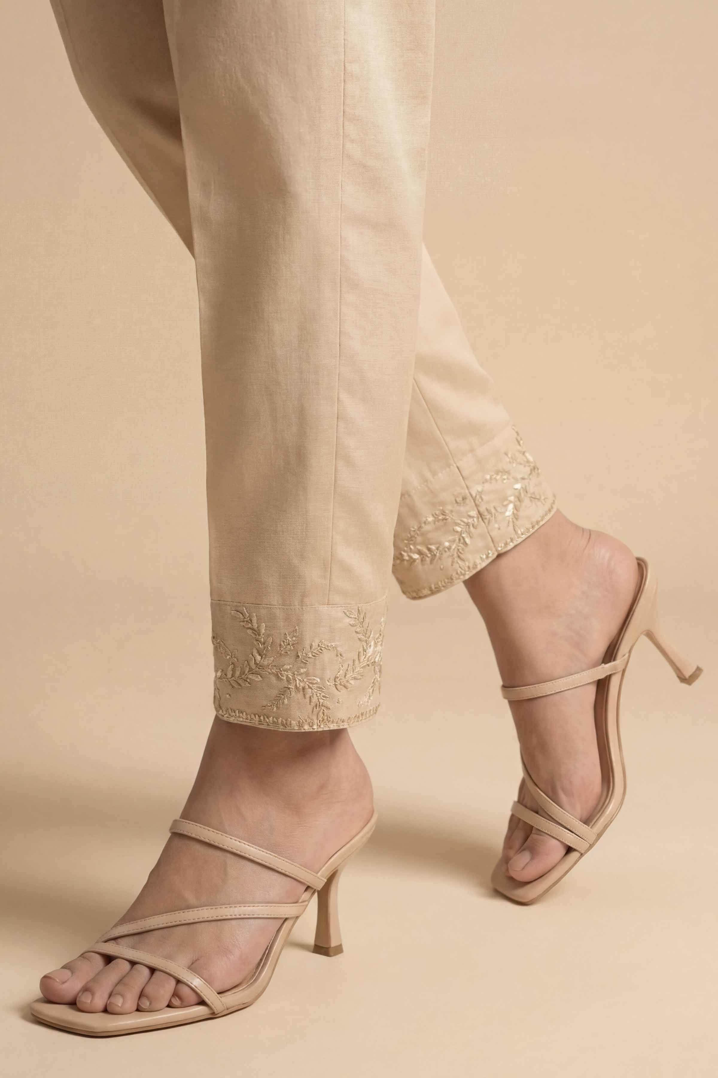 NishatUK - Beige Embroidered Cambric 1-piece ready to wear trouser