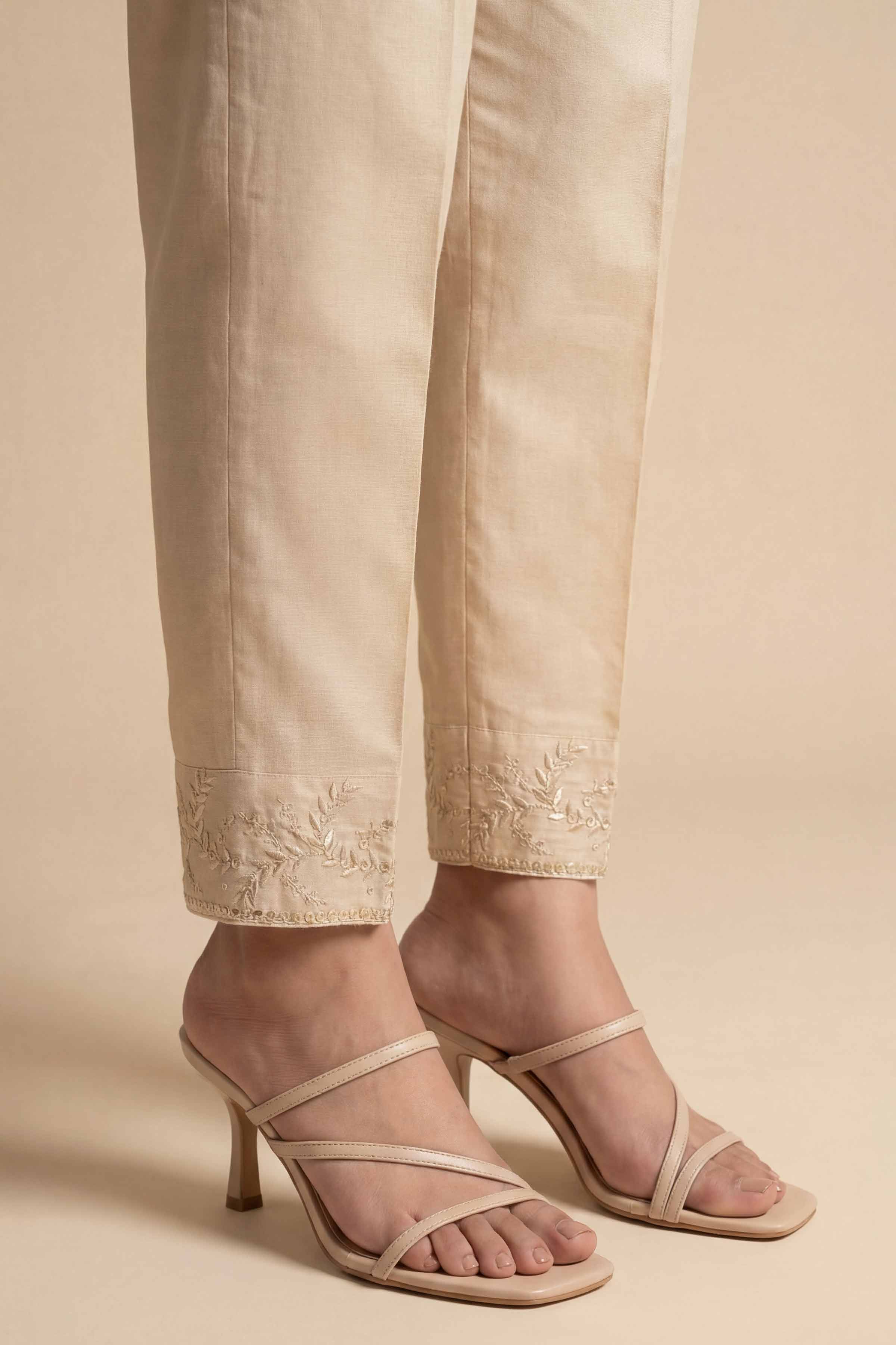 NishatUK - Beige Embroidered Cambric 1-piece ready to wear trouser