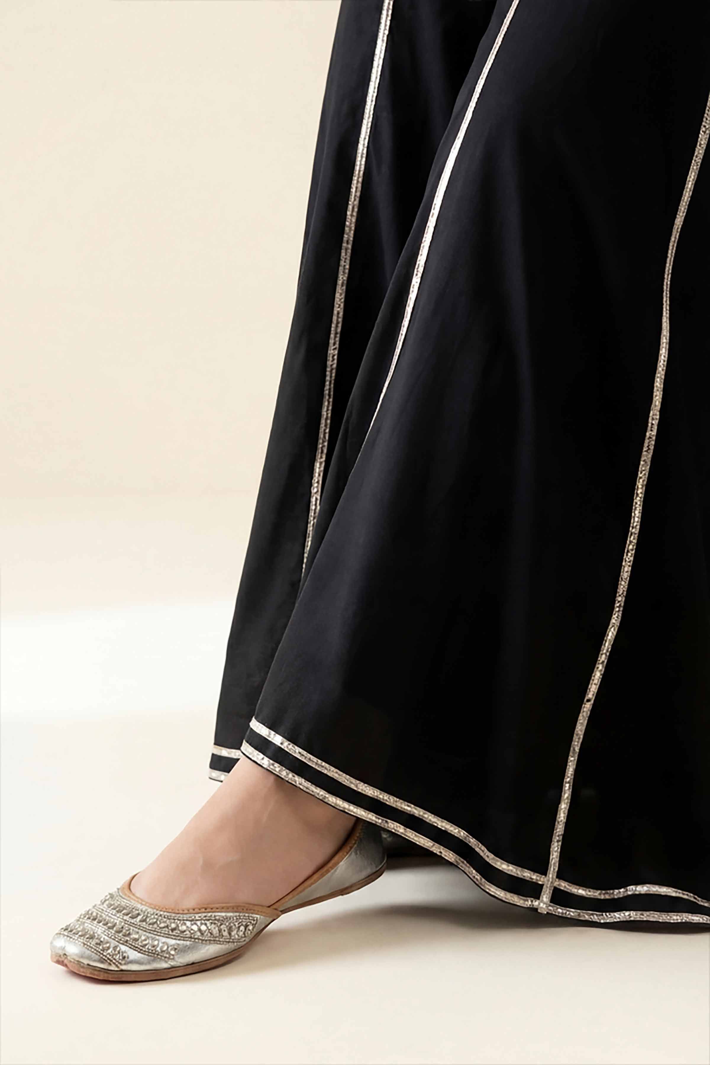 NishatUK - Black Solids Cambric 1-piece ready to wear sharara