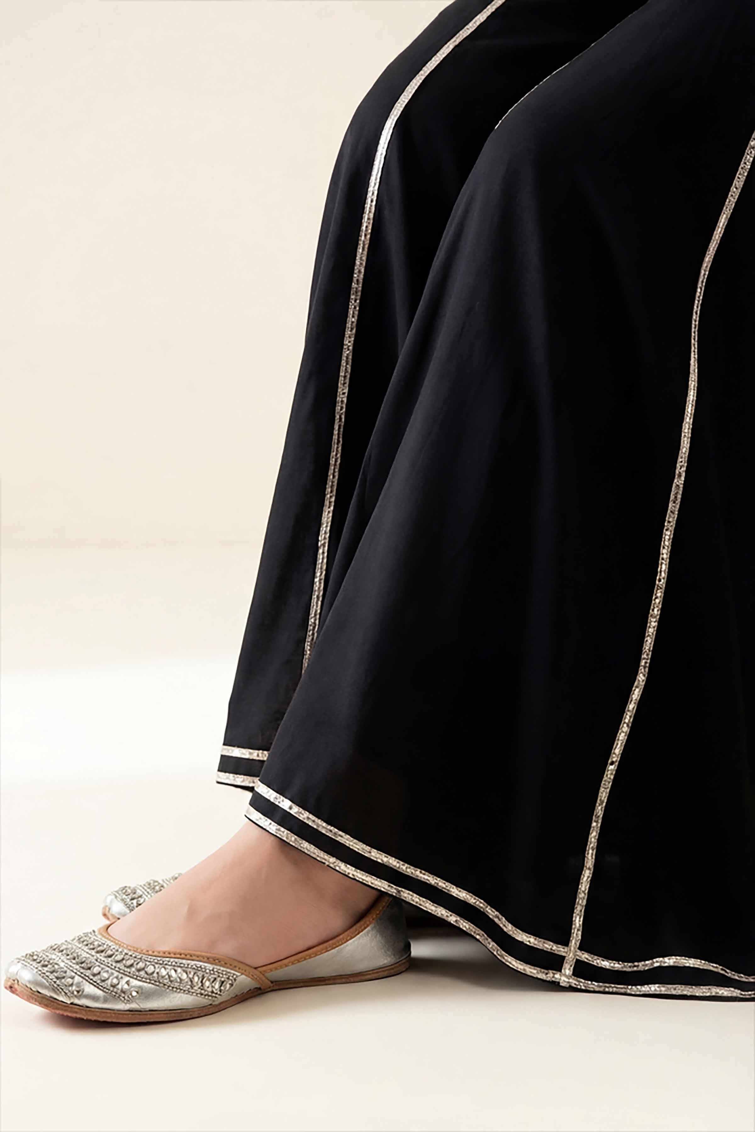 NishatUK - Black Solids Cambric 1-piece ready to wear sharara