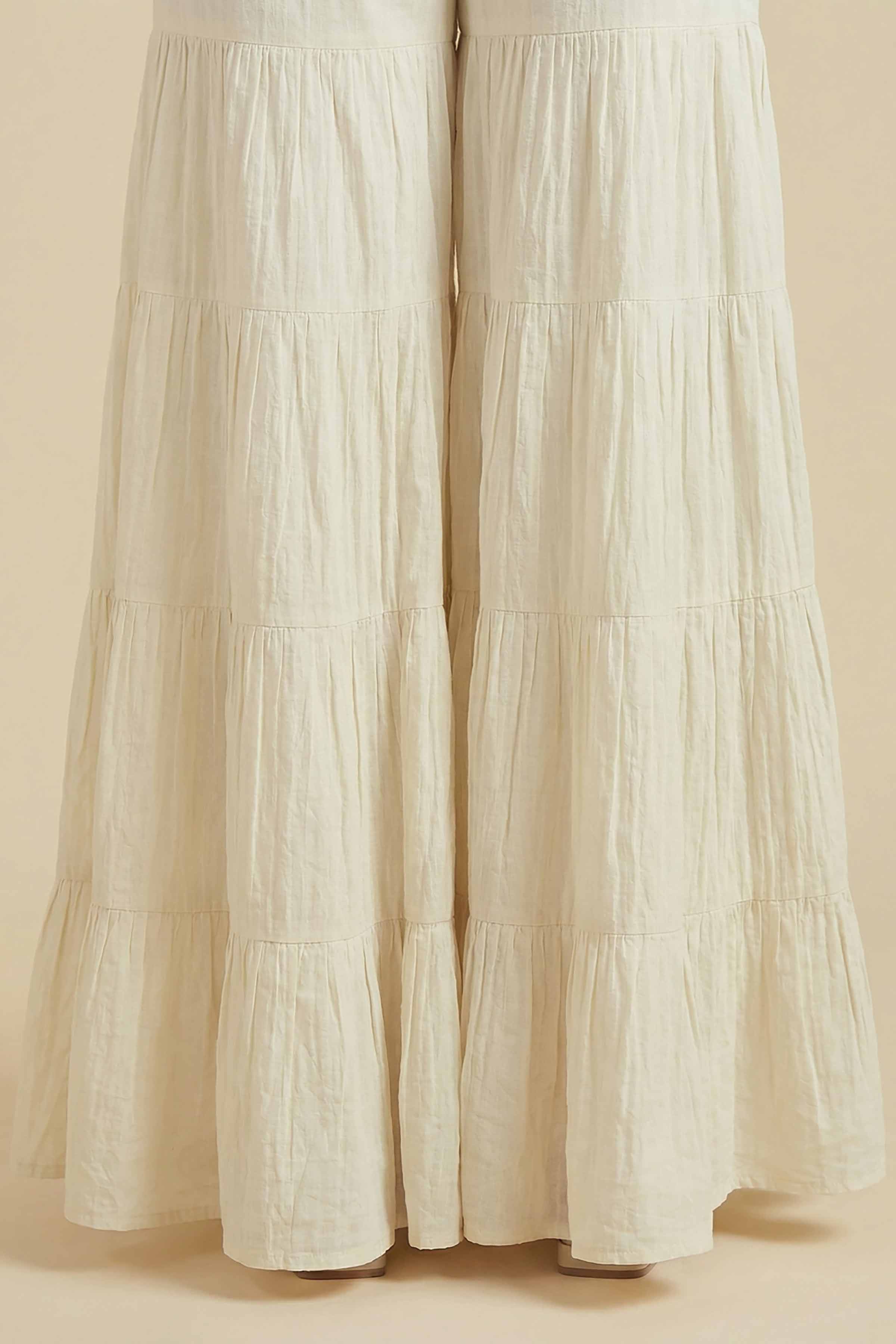 NishatUK - Off White Solids Cambric 1-piece ready to wear sharara