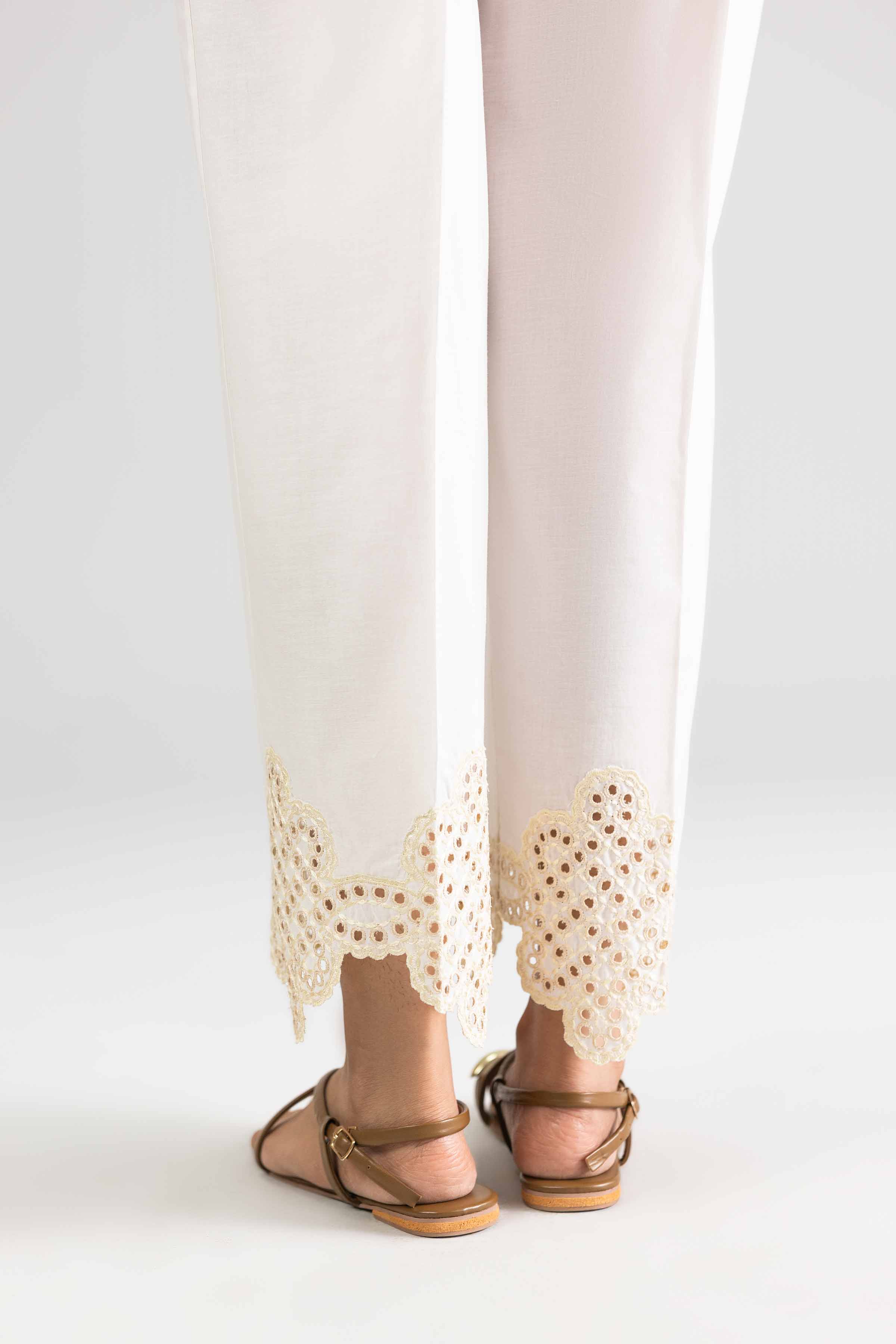 Nishat UK - White Embroidered Cambric 1-piece ready to wear trouser