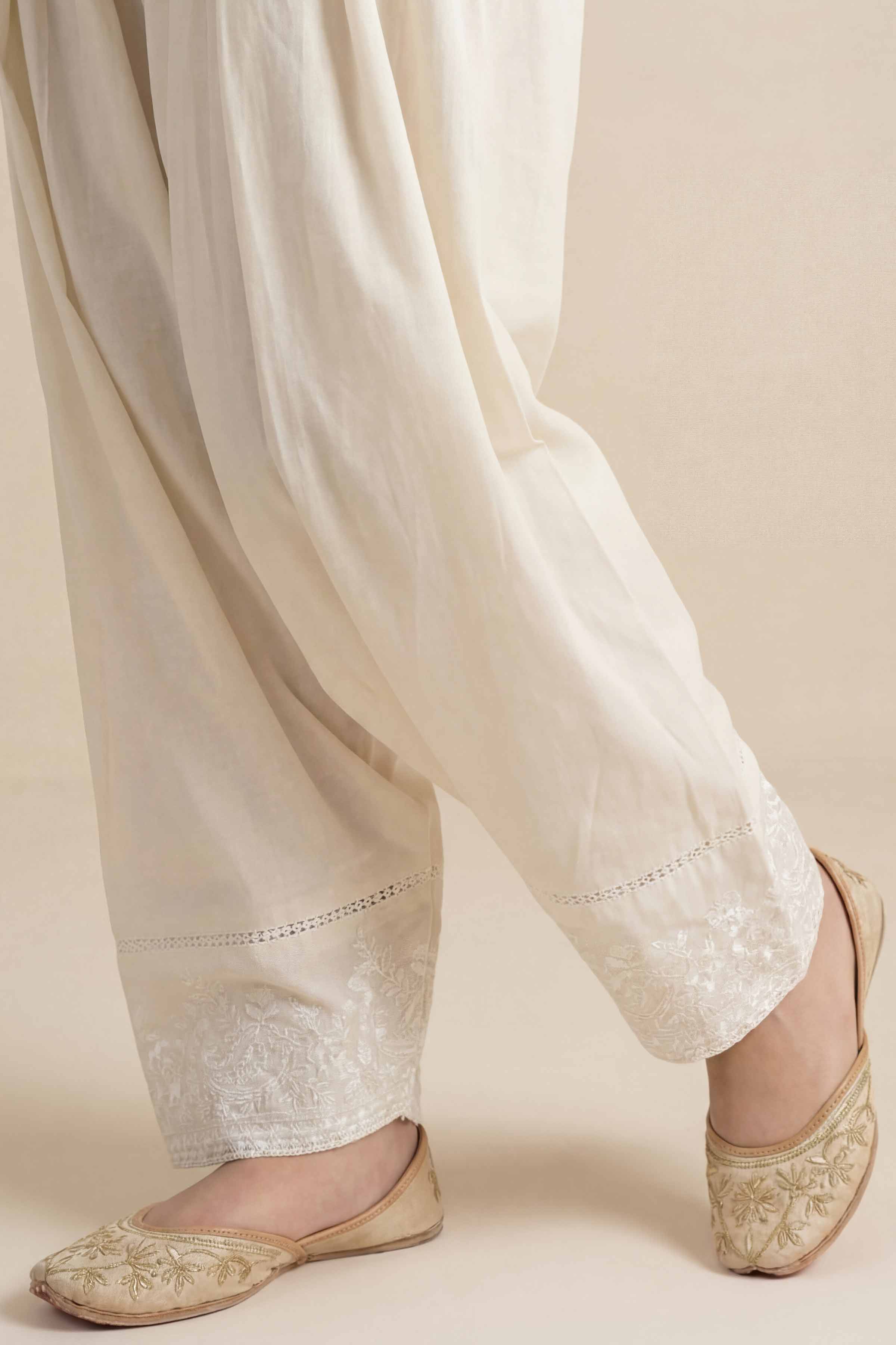 NishatUK - Off White Embroidered Cambric 1-piece ready to wear shalwar