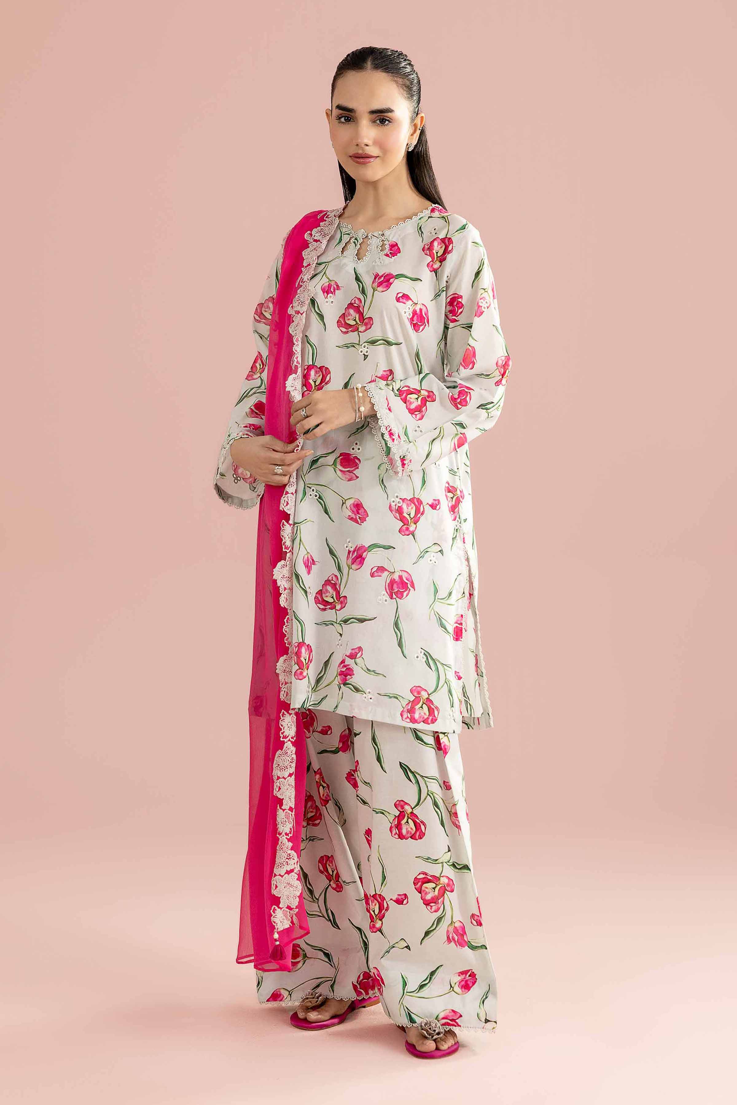 NishatUK - Blue Embroidered Lawn 3-piece ready to wear Suit