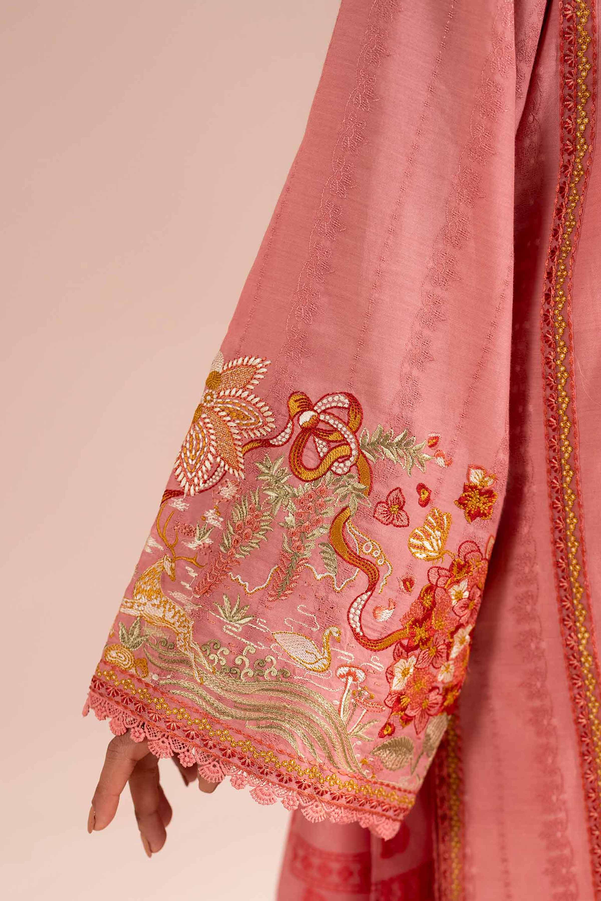 Nishat UK - Pink Embroidered Jacquard 3-piece ready to wear Suit