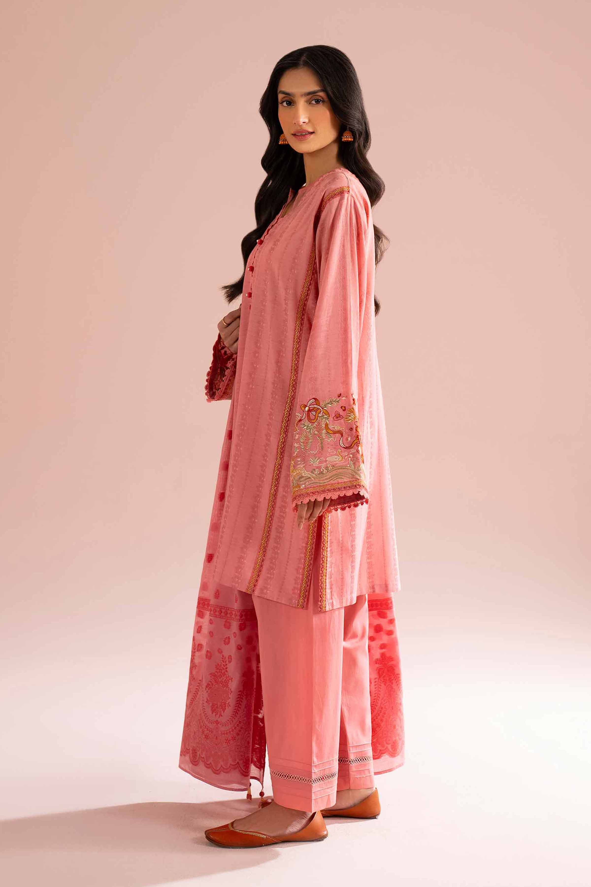Nishat UK - Pink Embroidered Jacquard 3-piece ready to wear Suit