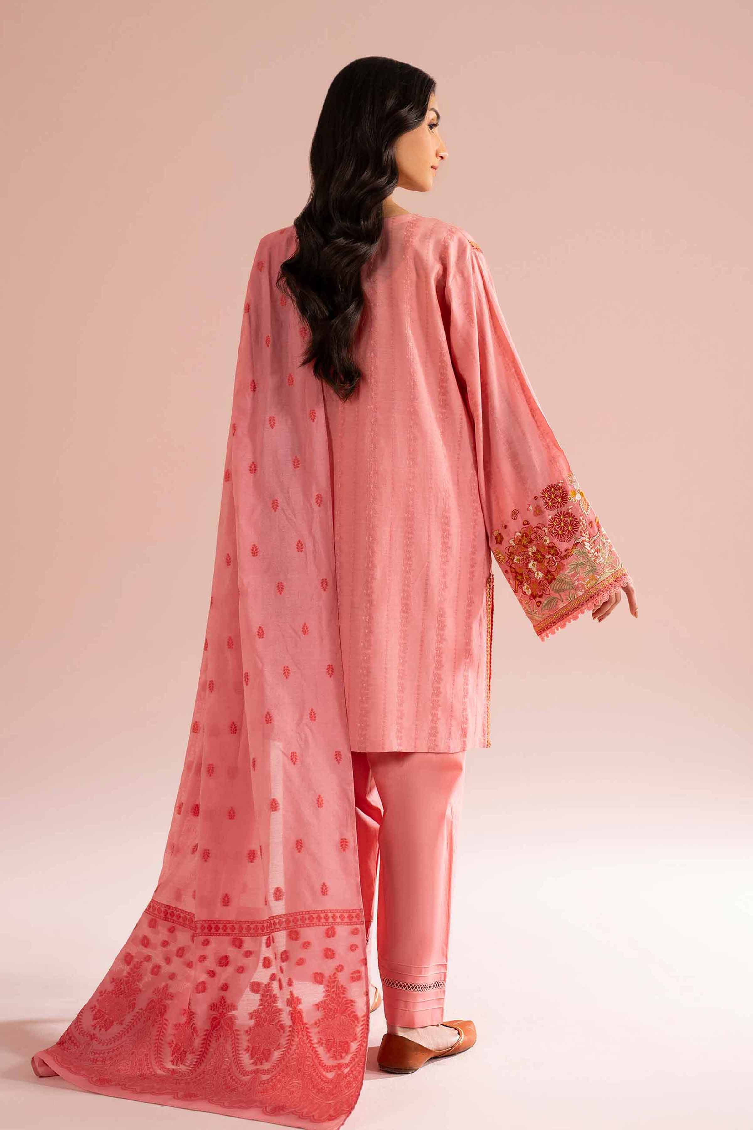 Nishat UK - Pink Embroidered Jacquard 3-piece ready to wear Suit