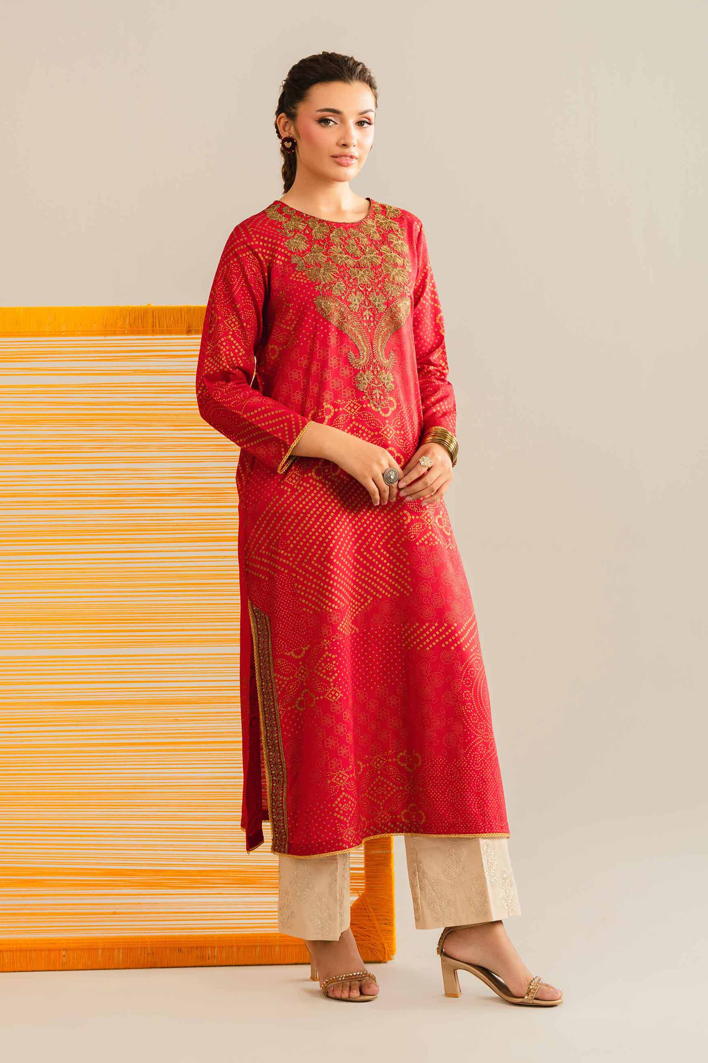 NishatUK - Red Embroidered Lawn 1-piece ready to wear Shirt