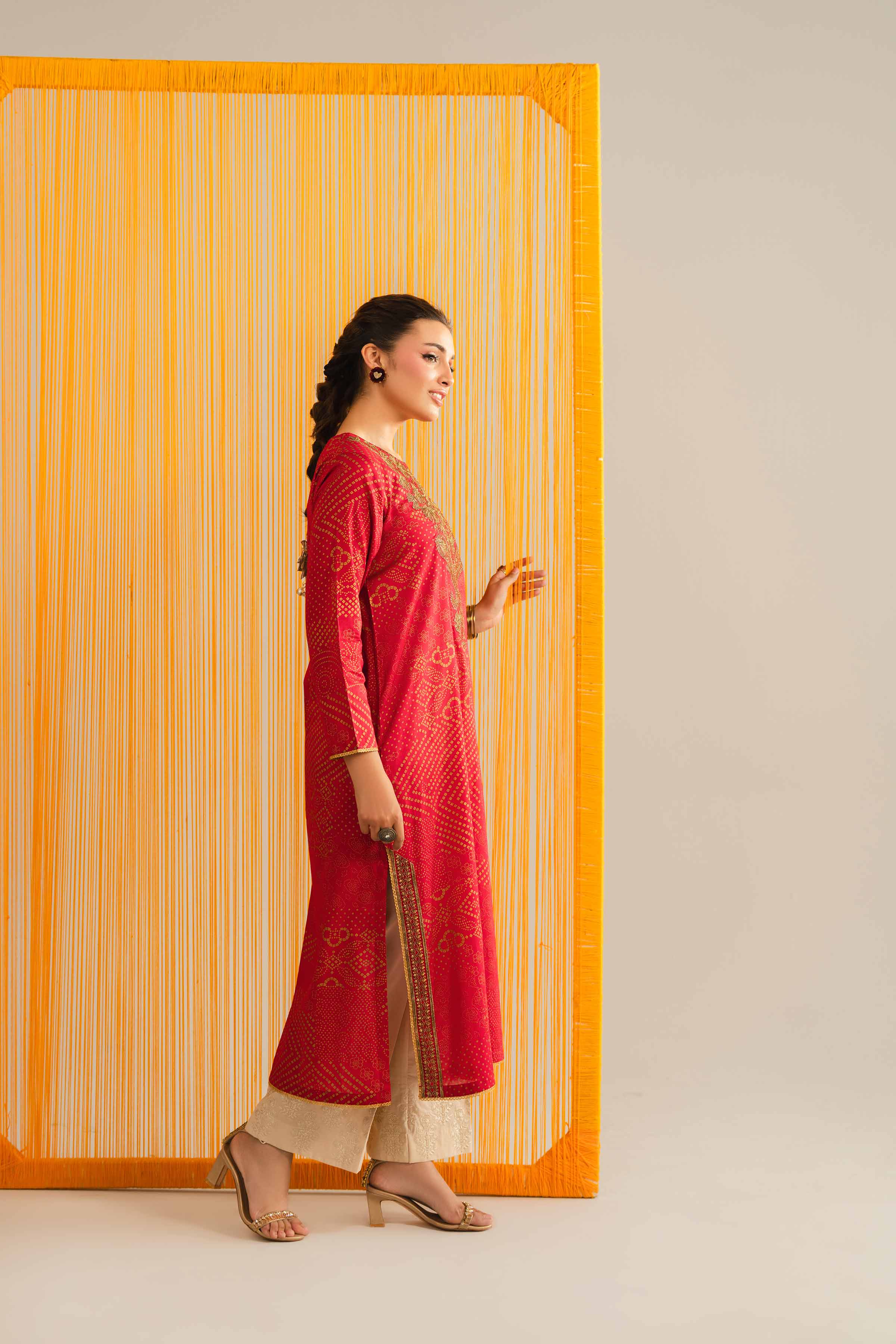 NishatUK - Red Embroidered Lawn 1-piece ready to wear Shirt