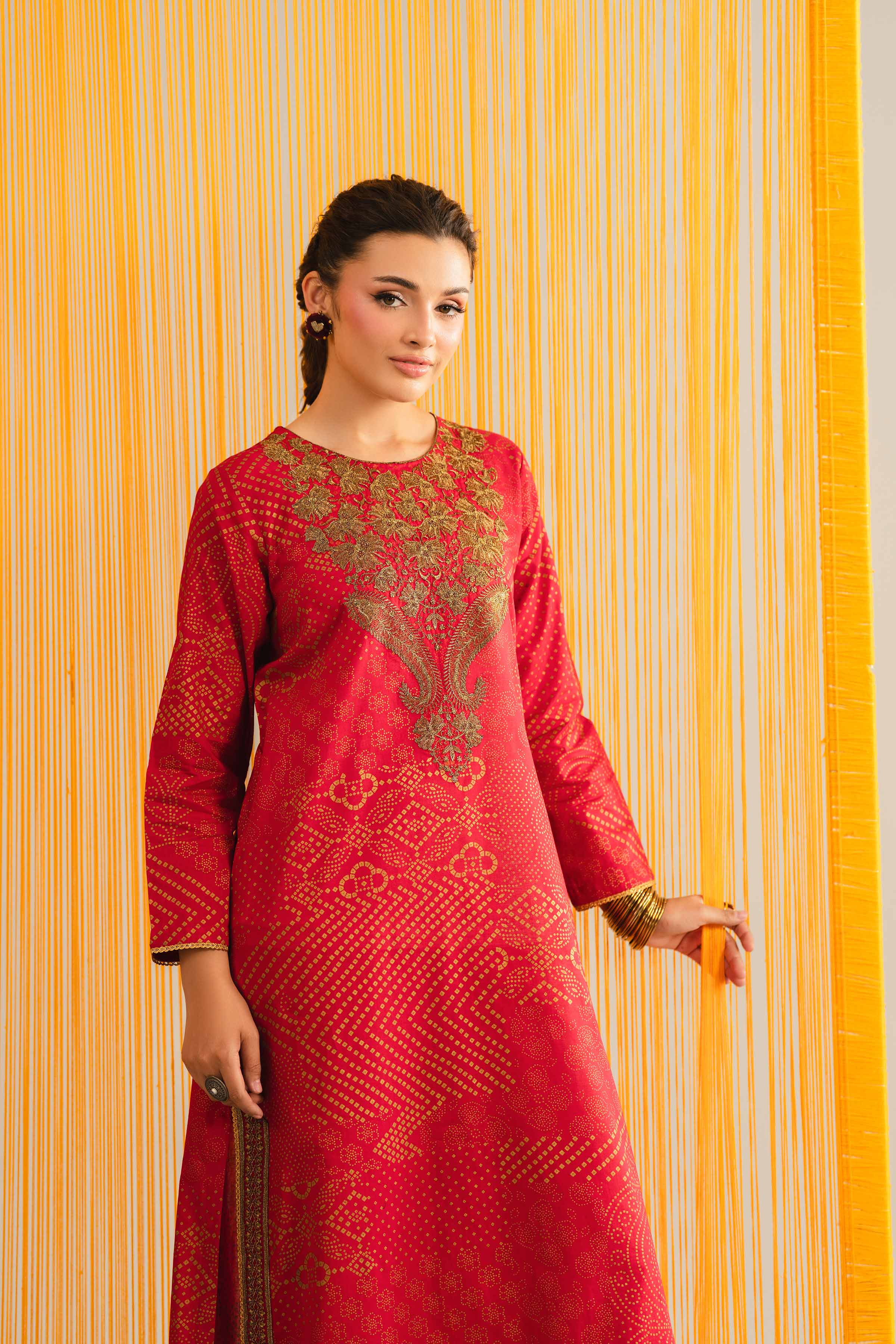 NishatUK - Red Embroidered Lawn 1-piece ready to wear Shirt