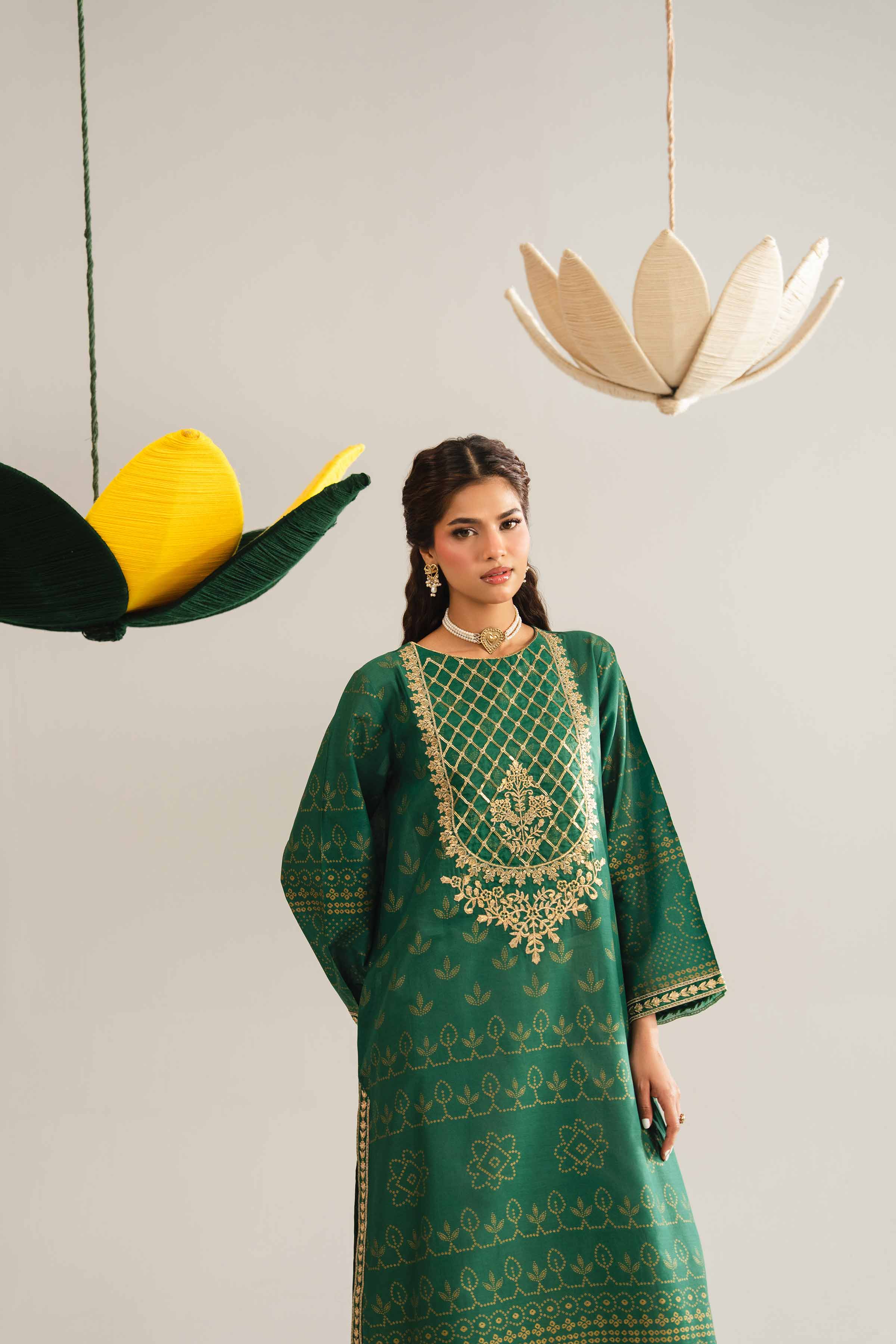 NishatUK - Green Embroidered Lawn 1-piece ready to wear Shirt
