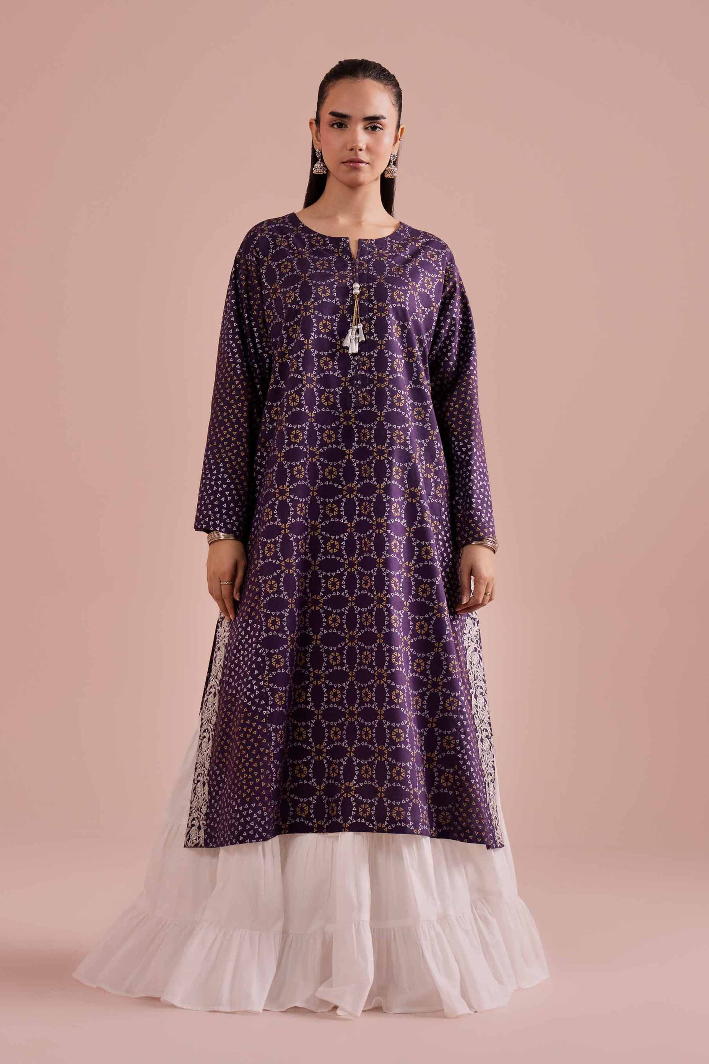 NishatUK - Purple Embroidered Lawn 1-piece ready to wear Shirt
