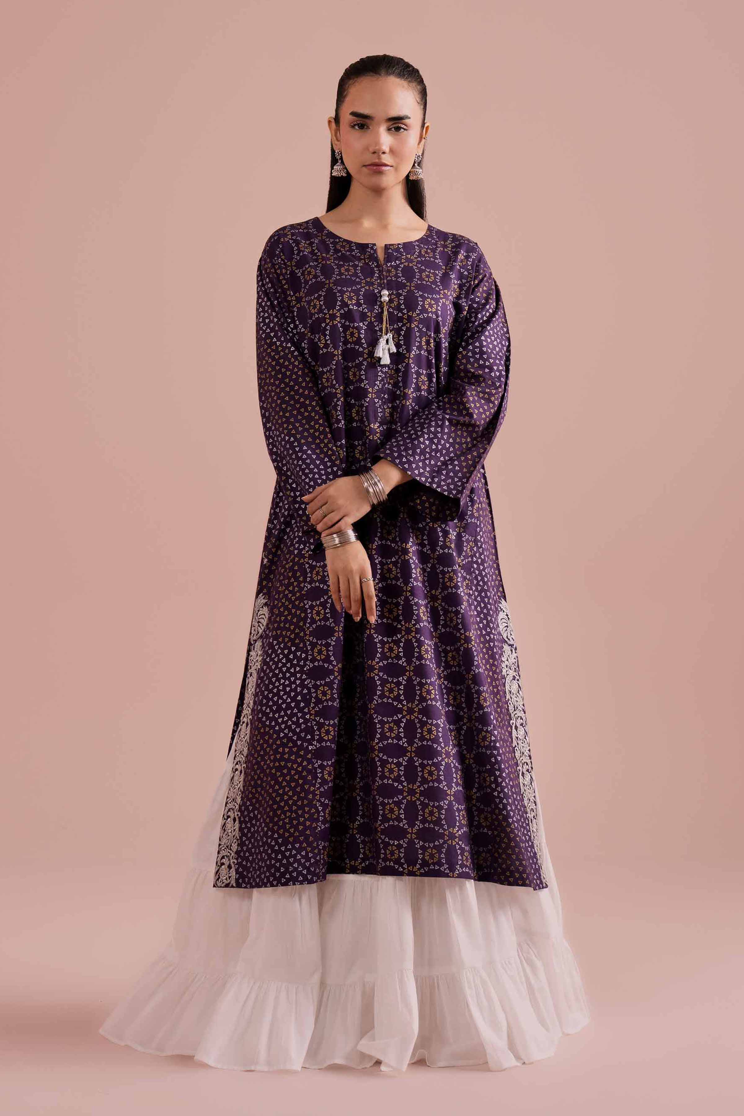 NishatUK - Purple Embroidered Lawn 1-piece ready to wear Shirt