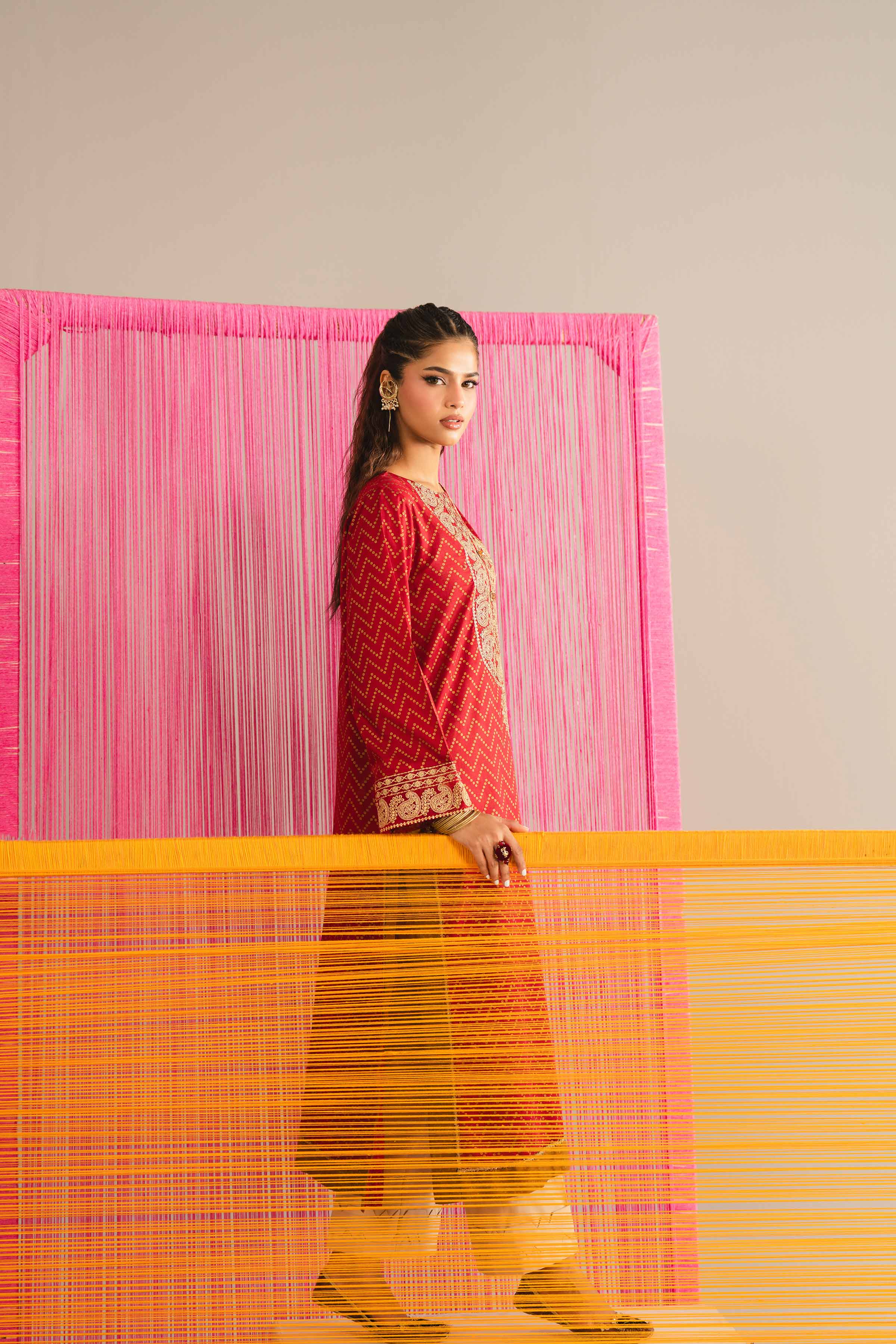 NishatUK - Red Embroidered Lawn 1-piece ready to wear Shirt