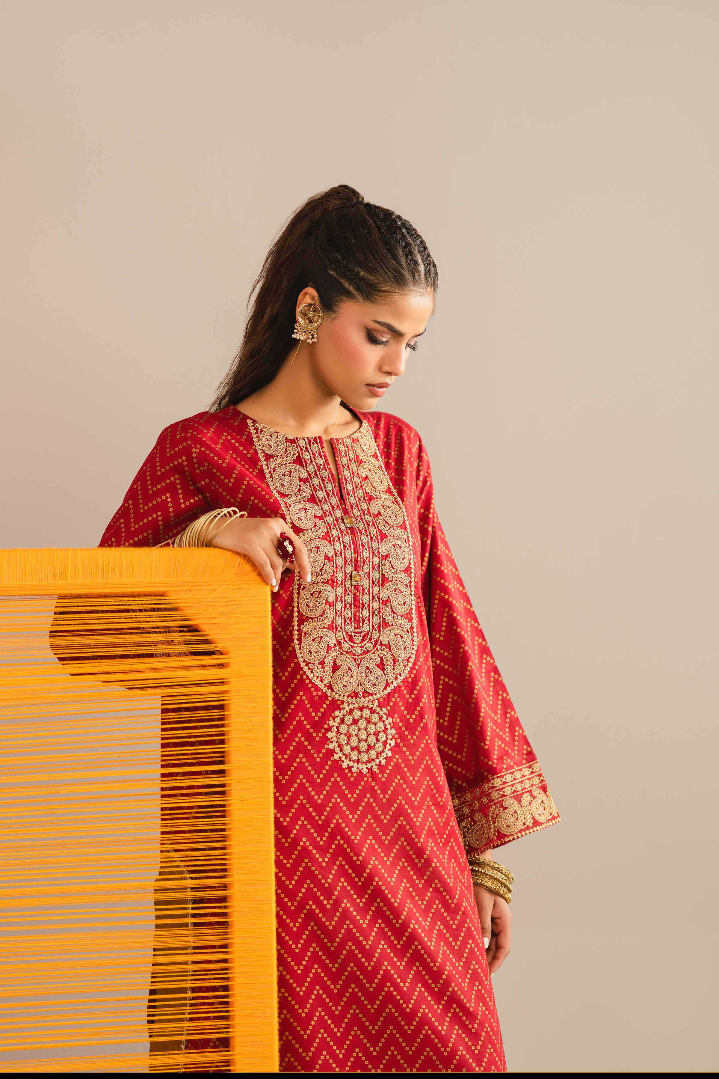 NishatUK - Red Embroidered Lawn 1-piece ready to wear Shirt